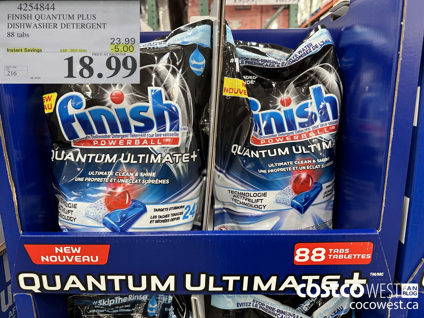 4254844 FINISH QUANTUM PLUS DISHWASHER DETERGENT 88 tabs ($5.00 INSTANT SAVINGS EXPIRES ON 2023-10-01) $18.99