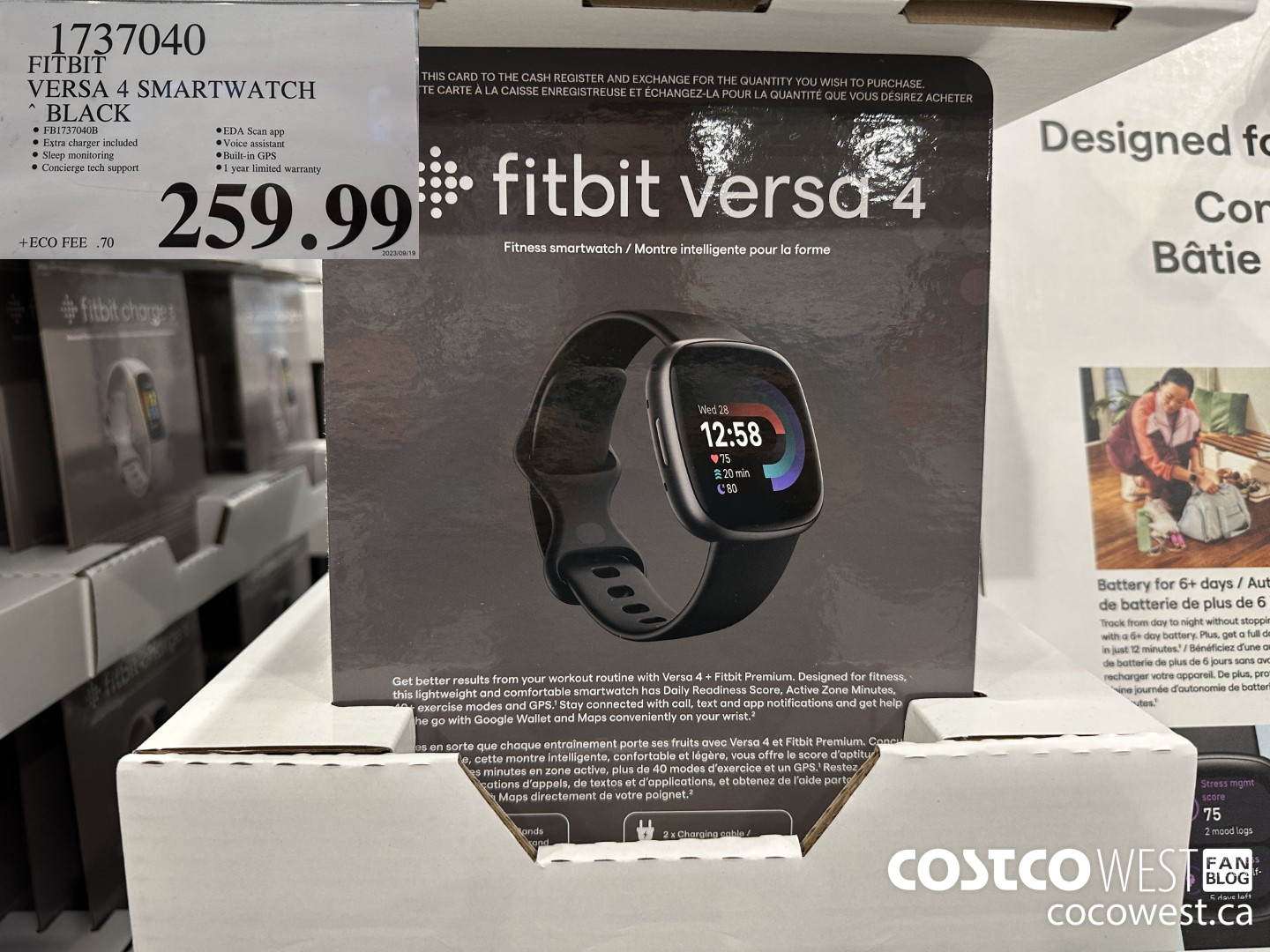 1737040 FITBIT VERSA 4 SMARTWATCH BLACK $259.99