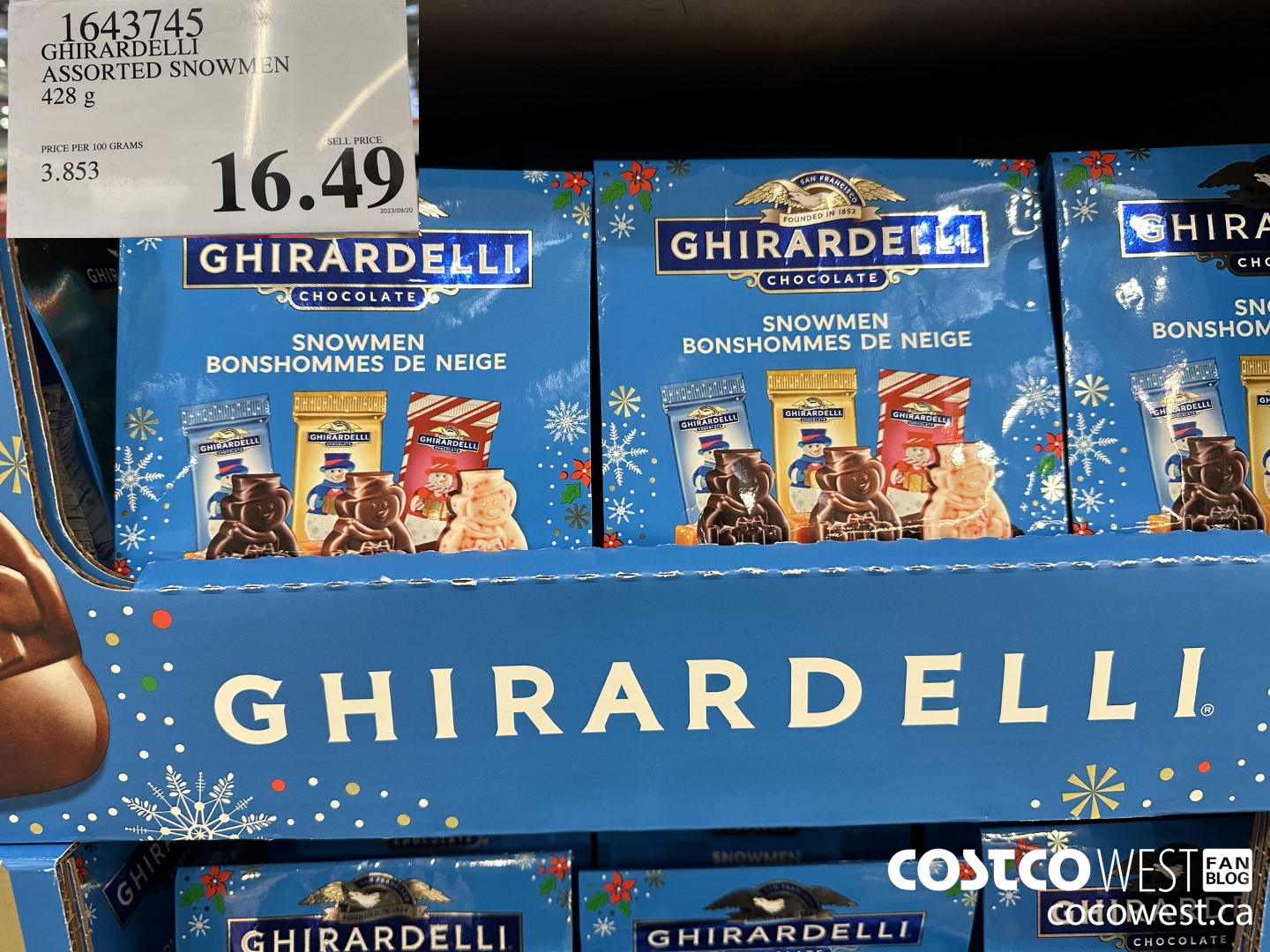 1643745 GHIRARDELLI ASSORTED SNOWMEN 428 G $16.49