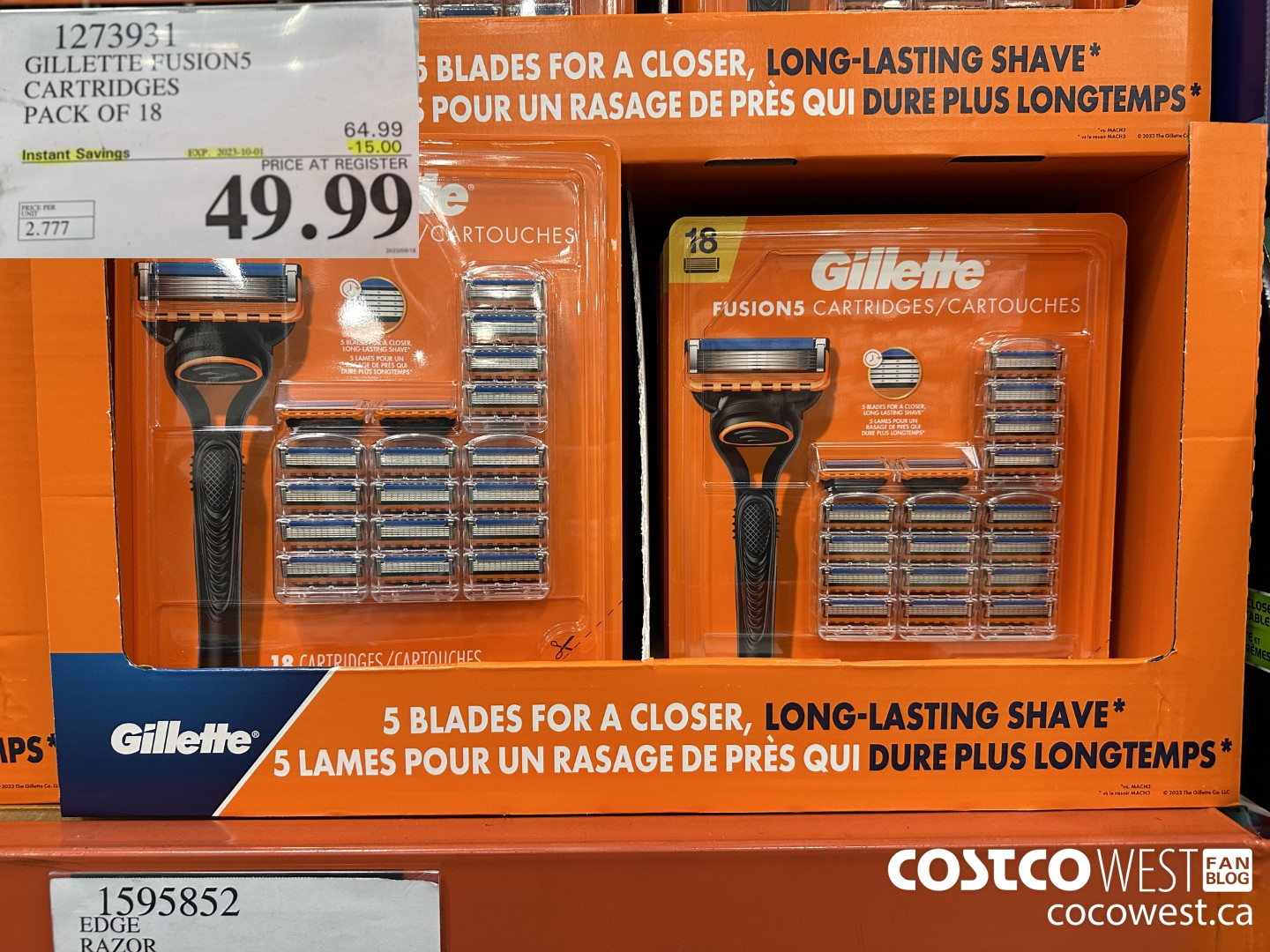 1273931 GILLETTE FUSIONS CARTRIDGES PACK OF 18 ($15.00 INSTANT SAVINGS EXPIRES ON 2023-10-01) $49.99