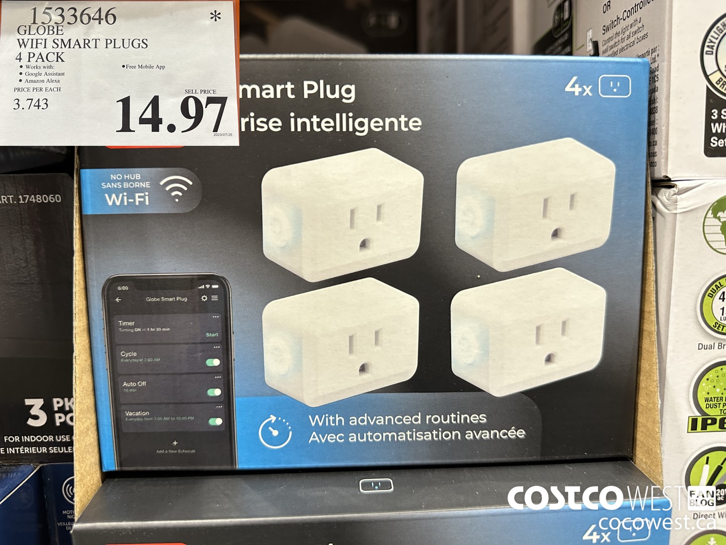 1533646 GLOBE WIFI SMART PLUGS 4 PACK $14.97
