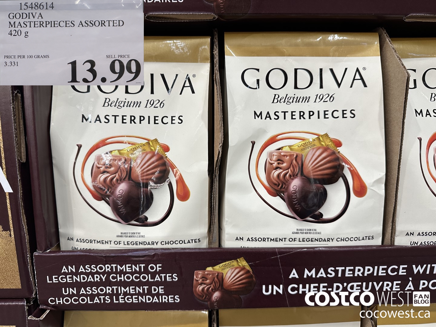 1548614 GODIVA MASTERPIECES ASSORTED 420 g $13.99