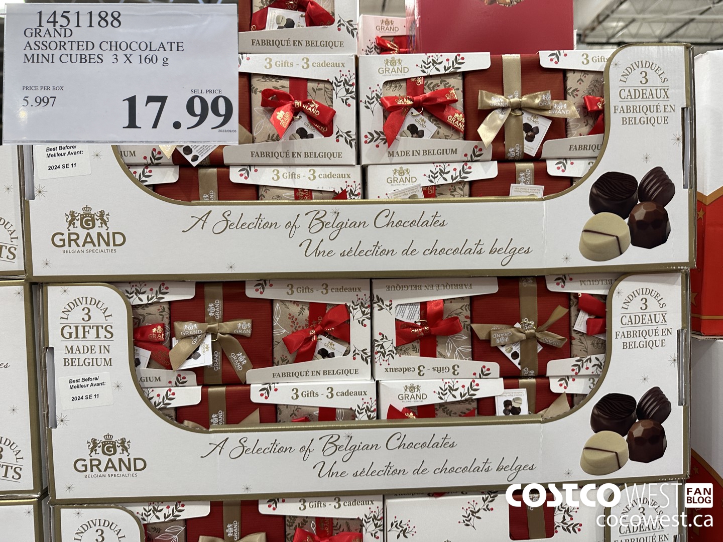 1451188 GRAND ASSORTED CHOCOLATE MINI CUBES 3 X 160 g $17.99