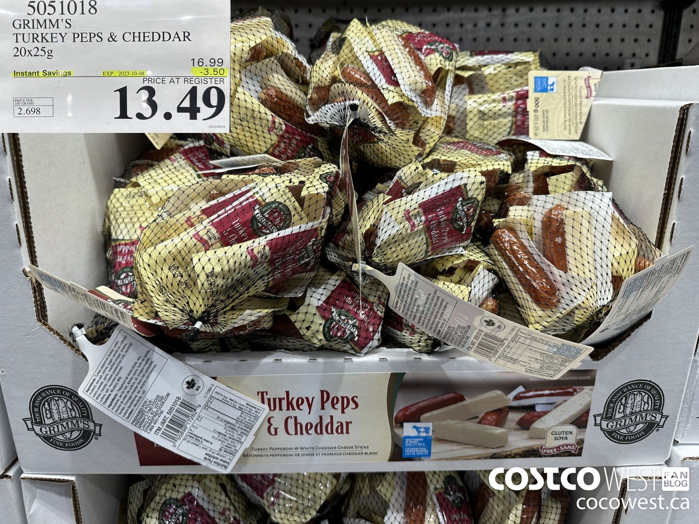 5051018 GRIMM'S TURKEY PEPS & CHEDDAR 20X25G ($3.50 INSTANT SAVINGS EXPIRES ON 2023-10-08) $13.49