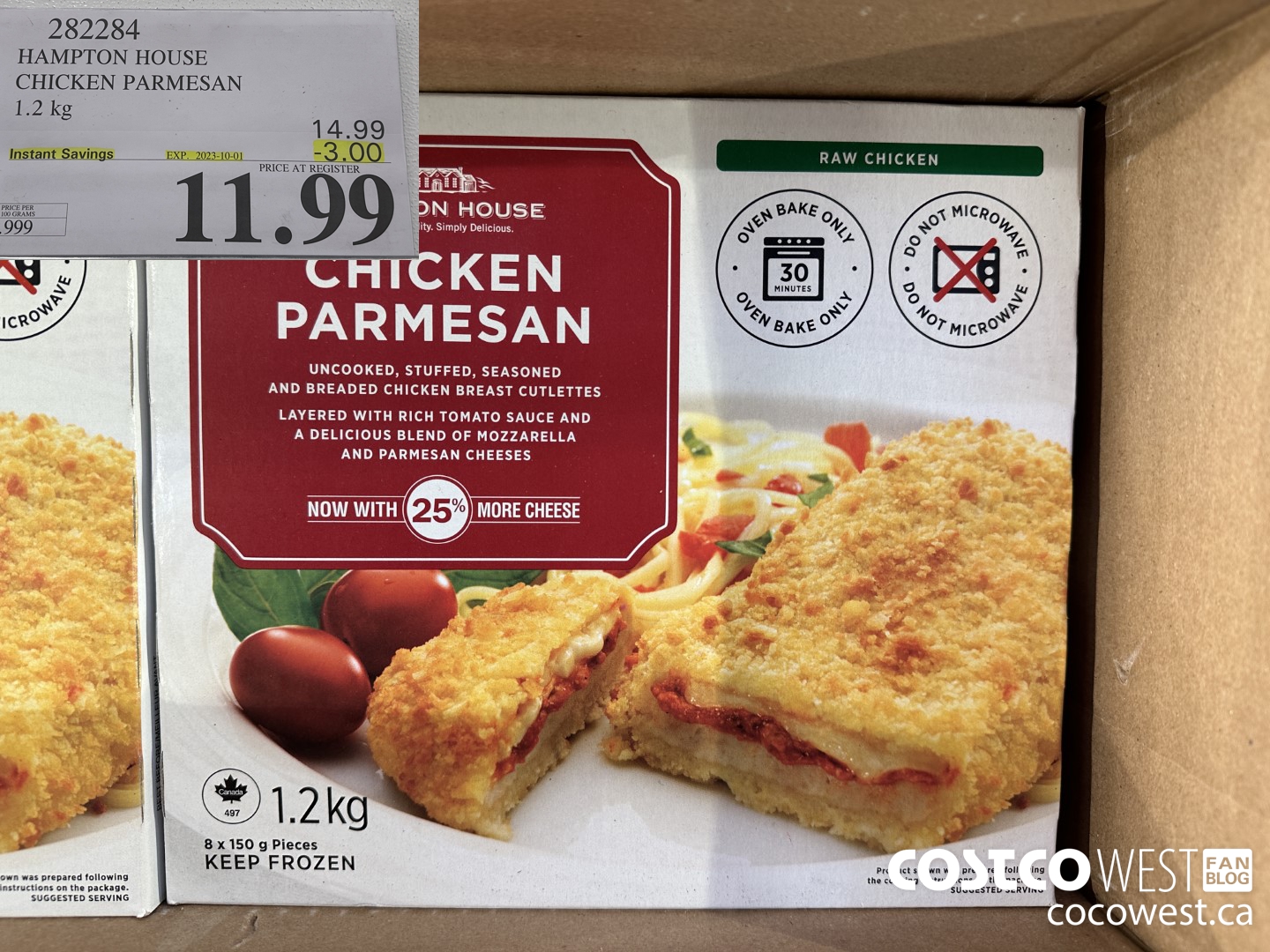 282284 HAMPTON HOUSE CHICKEN PARMESAN 1.2 kg ($3.00 INSTANT SAVINGS EXPIRES ON 2023-10-01) $11.99
