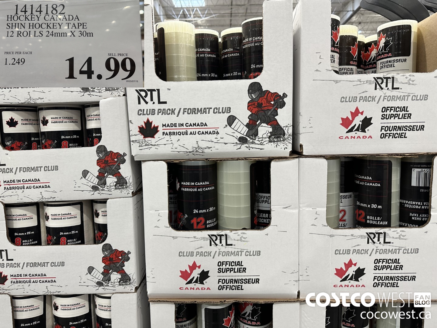 1414182 HOCKEY CANADA SHIN HOCKEY TAPE 12 ROLLS 24MM X 30M $14.99