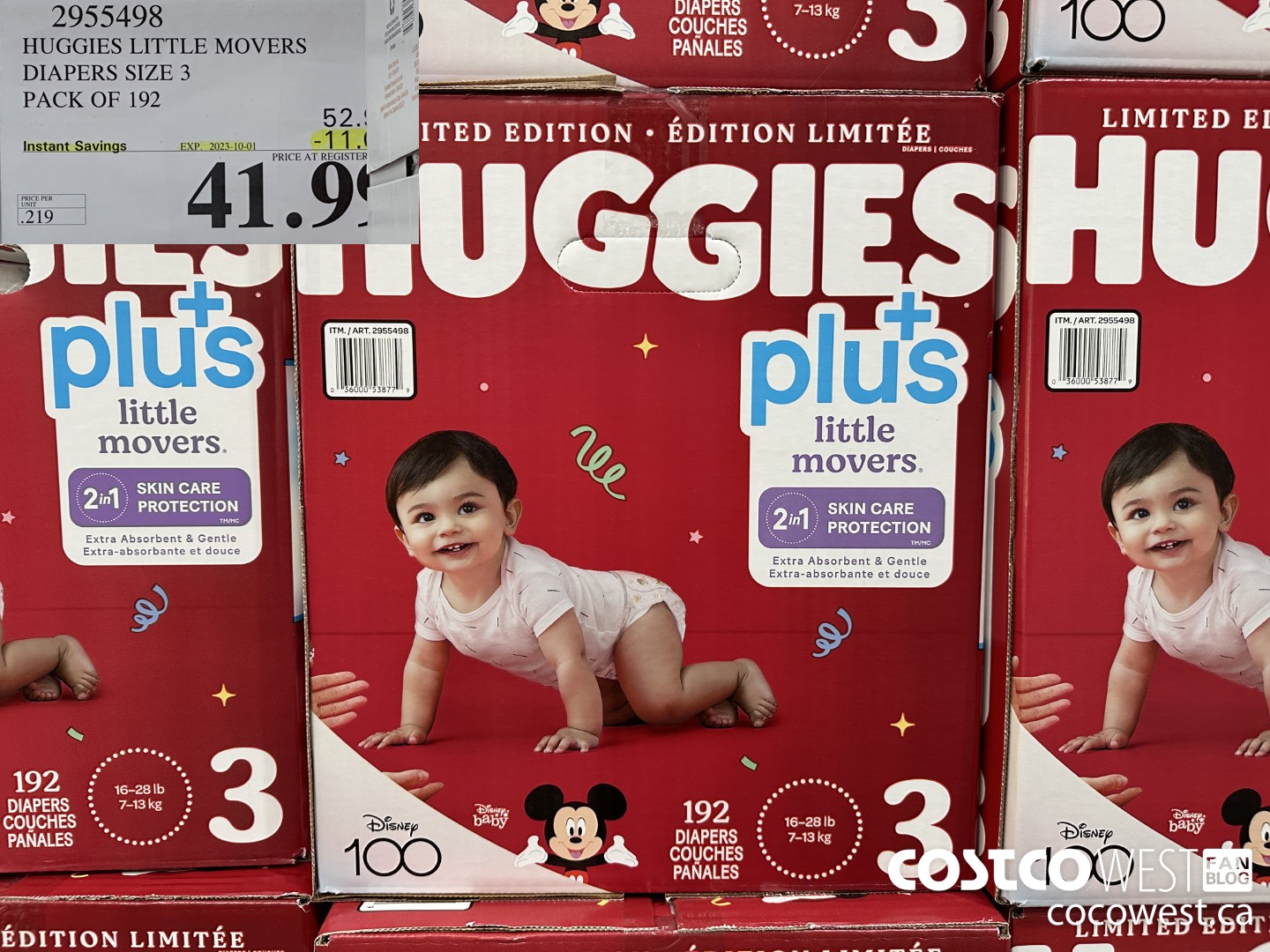 2955498 HUGGIES LITTLE MOVERS DIAPERS SIZE 3 PACK OF 192 ($11.00 INSTANT SAVINGS EXPIRES ON 2023-10-01) $41.99