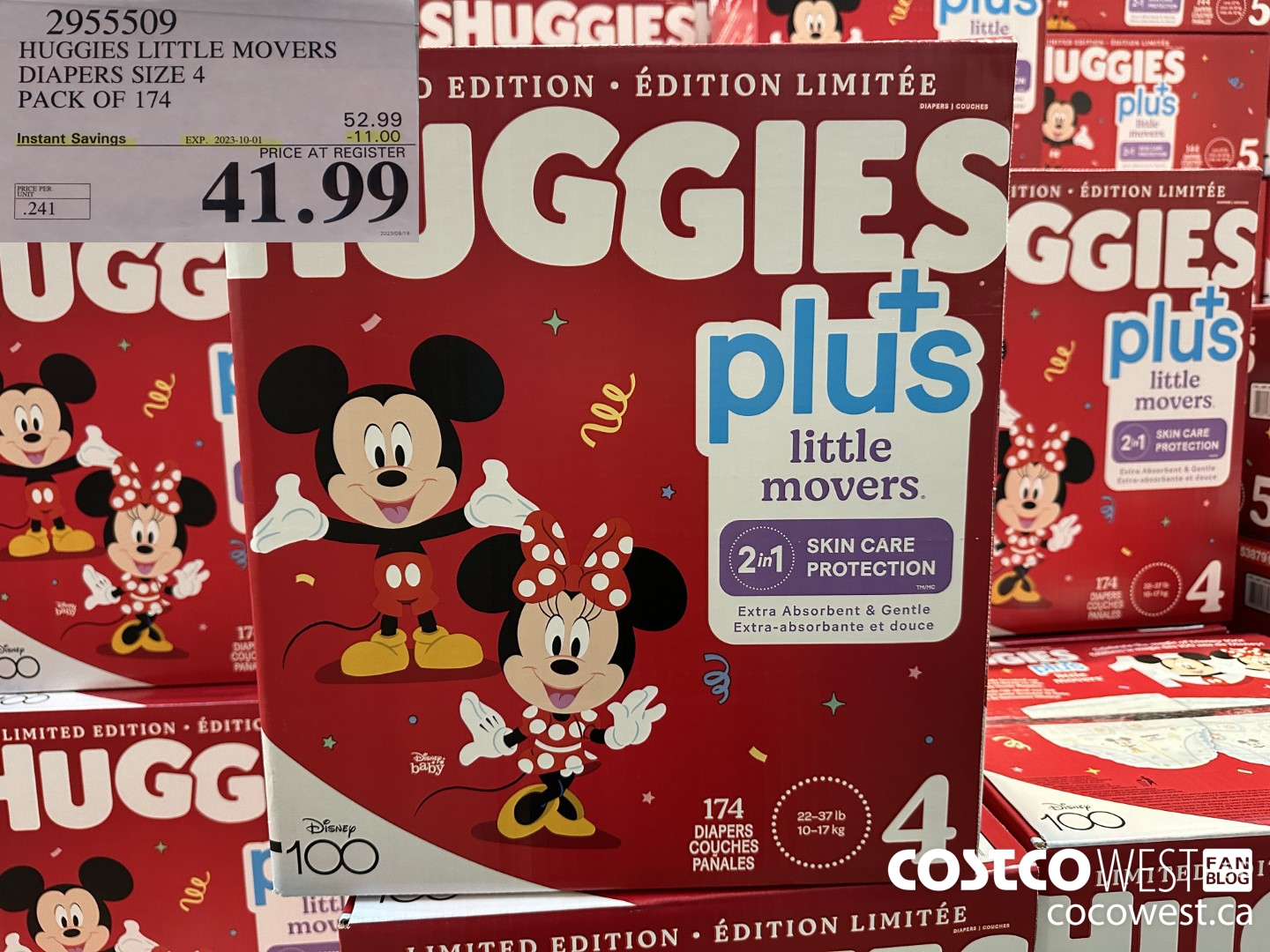 2955509 HUGGIES LITTLE MOVERS DIAPERS SIZE 4 PACK OF 174 ($11.00 INSTANT SAVINGS EXPIRES ON 2023-10-01) $41.99