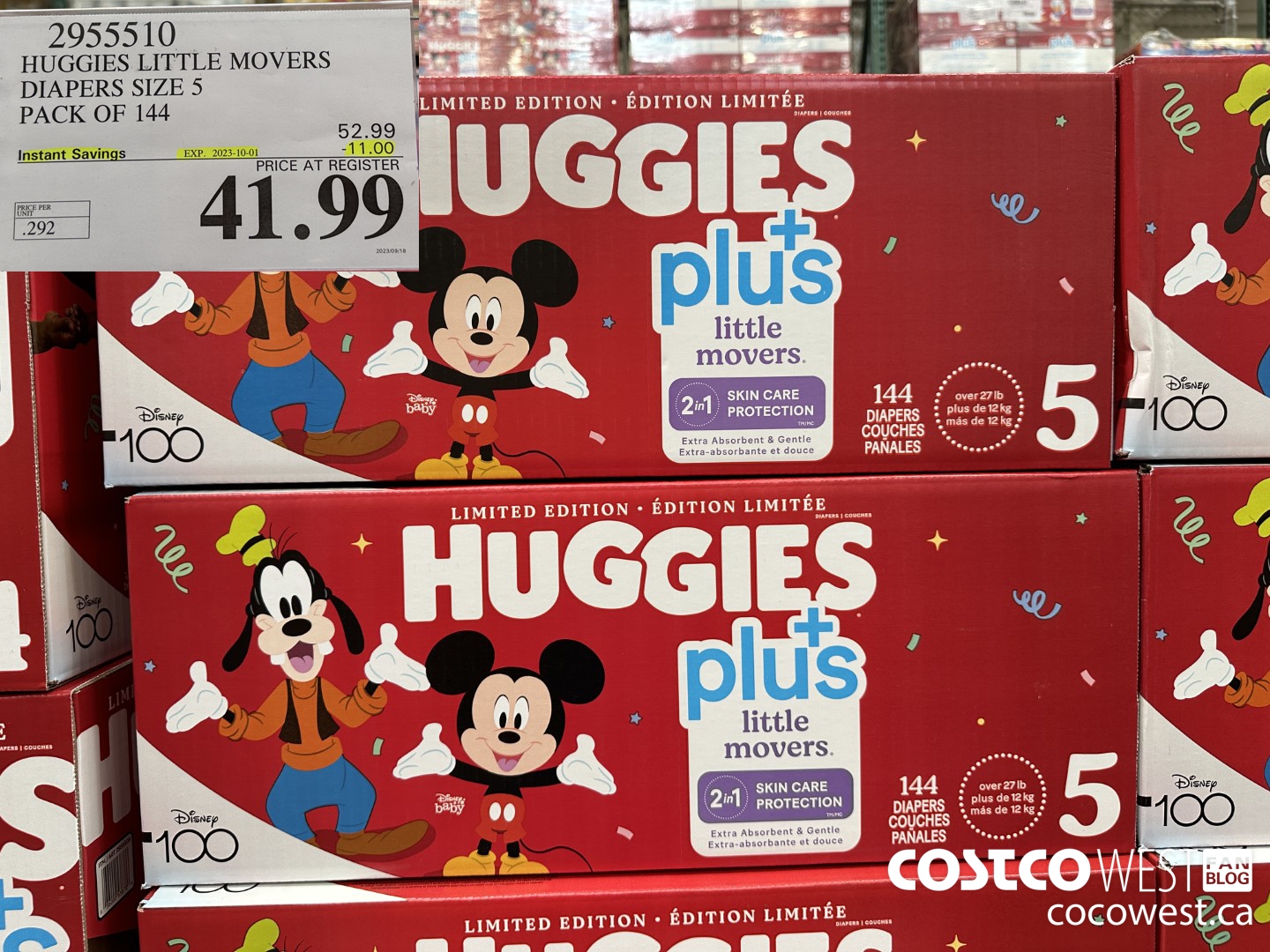 2955510 HUGGIES LITTLE MOVERS DIAPERS SIZE 5 PACK OF 144  ($11.00 INSTANT SAVINGS EXPIRES ON 2023-10-01) $41.99