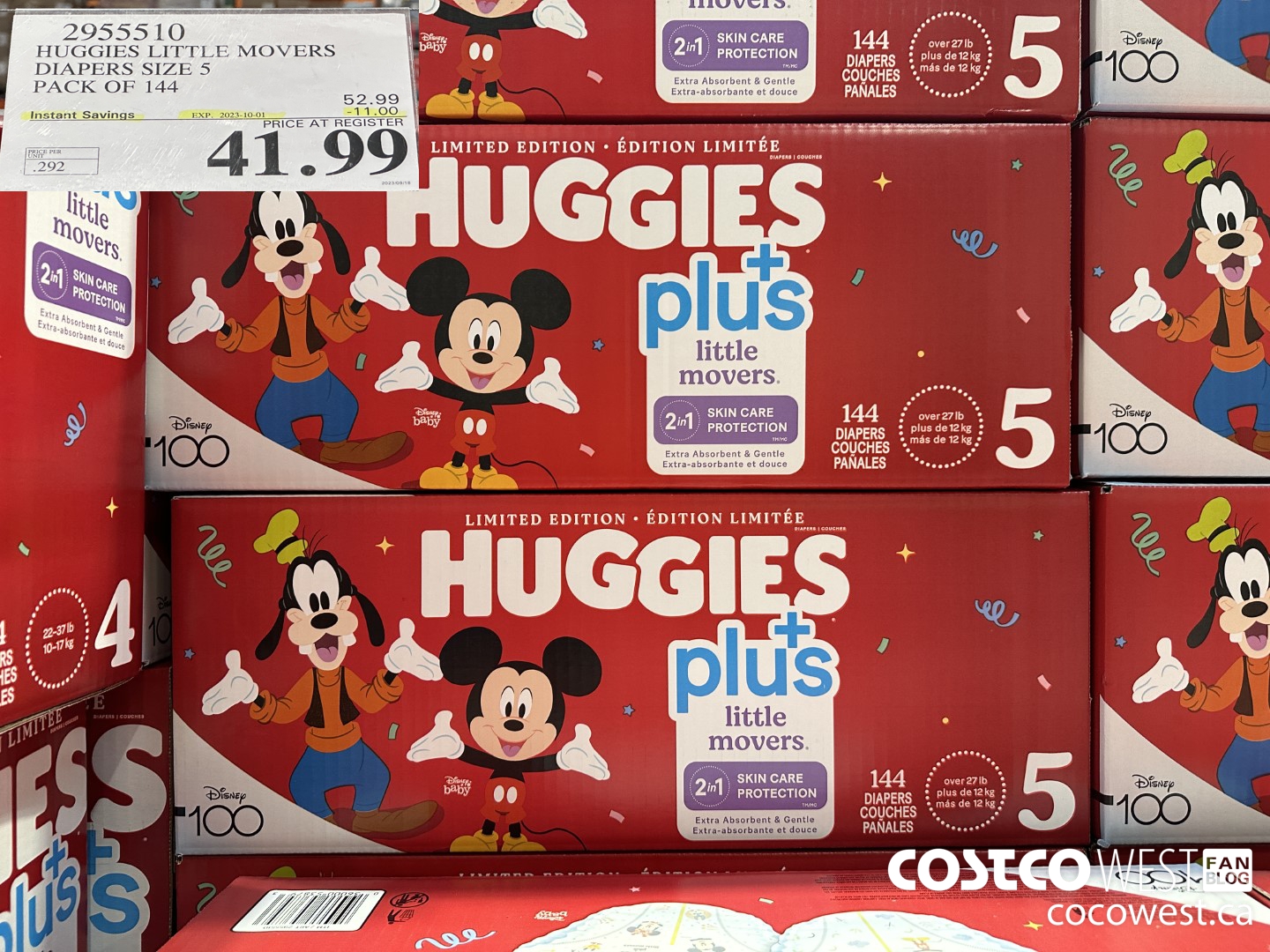 2955510 HUGGIES LITTLE MOVERS DIAPERS SIZE 5 PACK OF 144  ($11.00 INSTANT SAVINGS EXPIRES ON 2023-10-01) $41.99