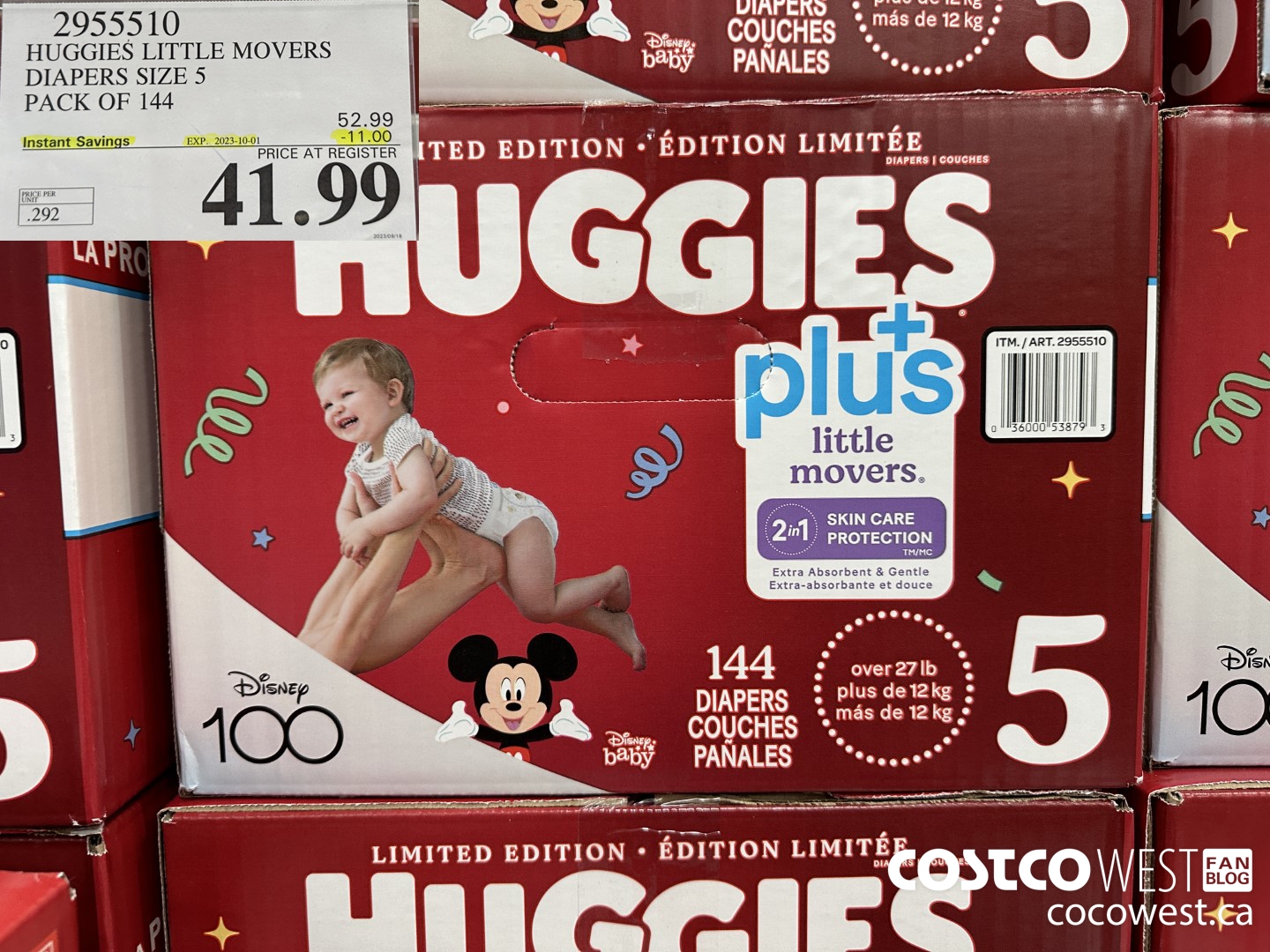 2955510 HUGGIES LITTLE MOVERS DIAPERS SIZE 5 PACK OF 144  ($11.00 INSTANT SAVINGS EXPIRES ON 2023-10-01) $41.99