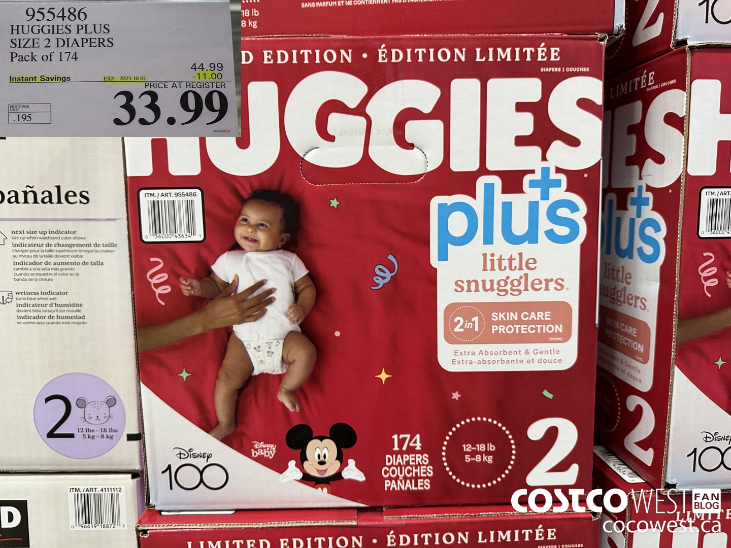 955486 HUGGIES LITTLE SNUGGLE SIZE 2 DIAPERS PACK OF 174 ($11.00 INSTANT SAVINGS EXPIRES ON 2023-10-01) $33.99