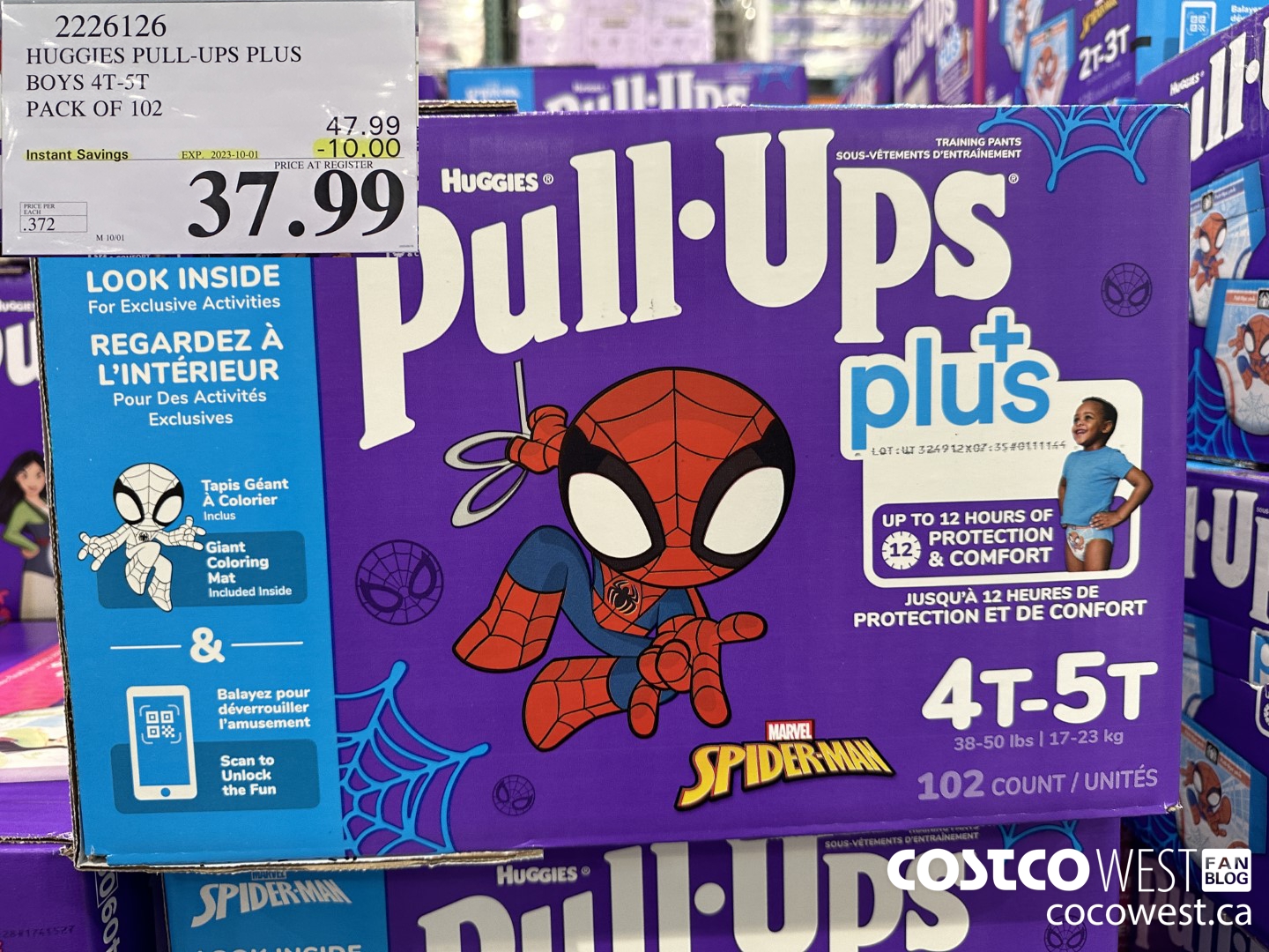 2226126 HUGGIES PULL-UPS PLUS BOYS 4T-5T PACK OF 102 ($10.00 INSTANT SAVINGS EXPIRES ON 2023-10-01) $37.99