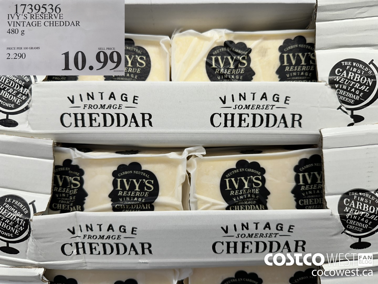 1739536 IVY'S RESERVE VINTAGE CHEDDAR 480G $10.99