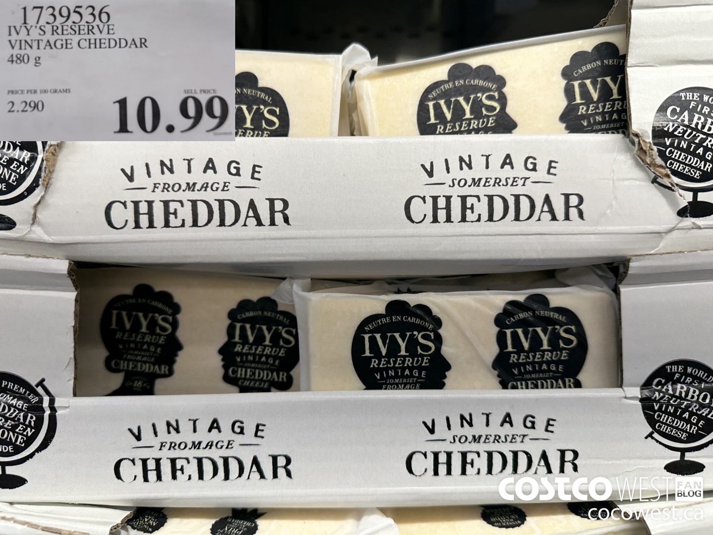 1739536 IVY'S RESERVE VINTAGE CHEDDAR 480G $10.99