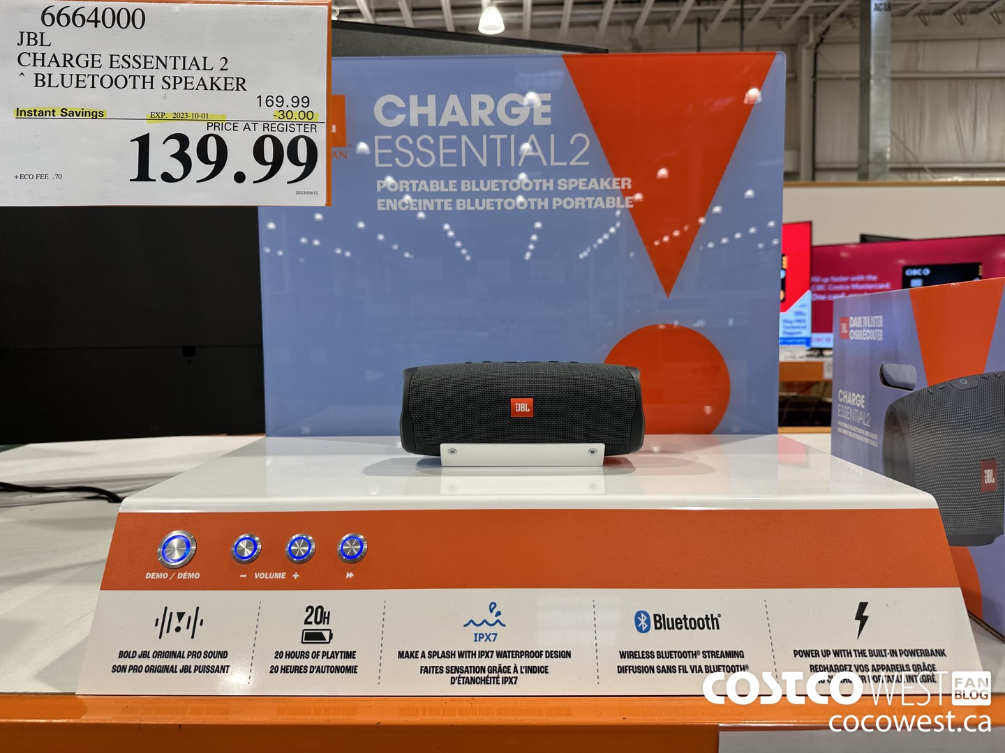 6664000 JBL CHARGE ESSENTIAL 2 BLUETOOTH SPEAKER ($30.00 INSTANT SAVINGS EXPIRES ON 2023-10-01) $139.99