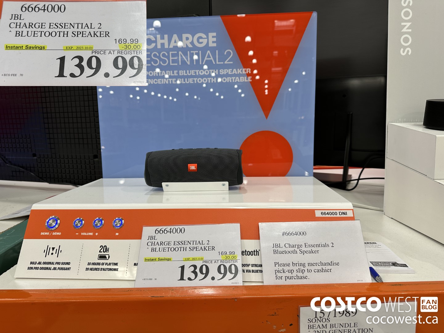 6664000 JBL CHARGE ESSENTIAL 2 BLUETOOTH SPEAKER ($30.00 INSTANT SAVINGS EXPIRES ON 2023-10-01) $139.99