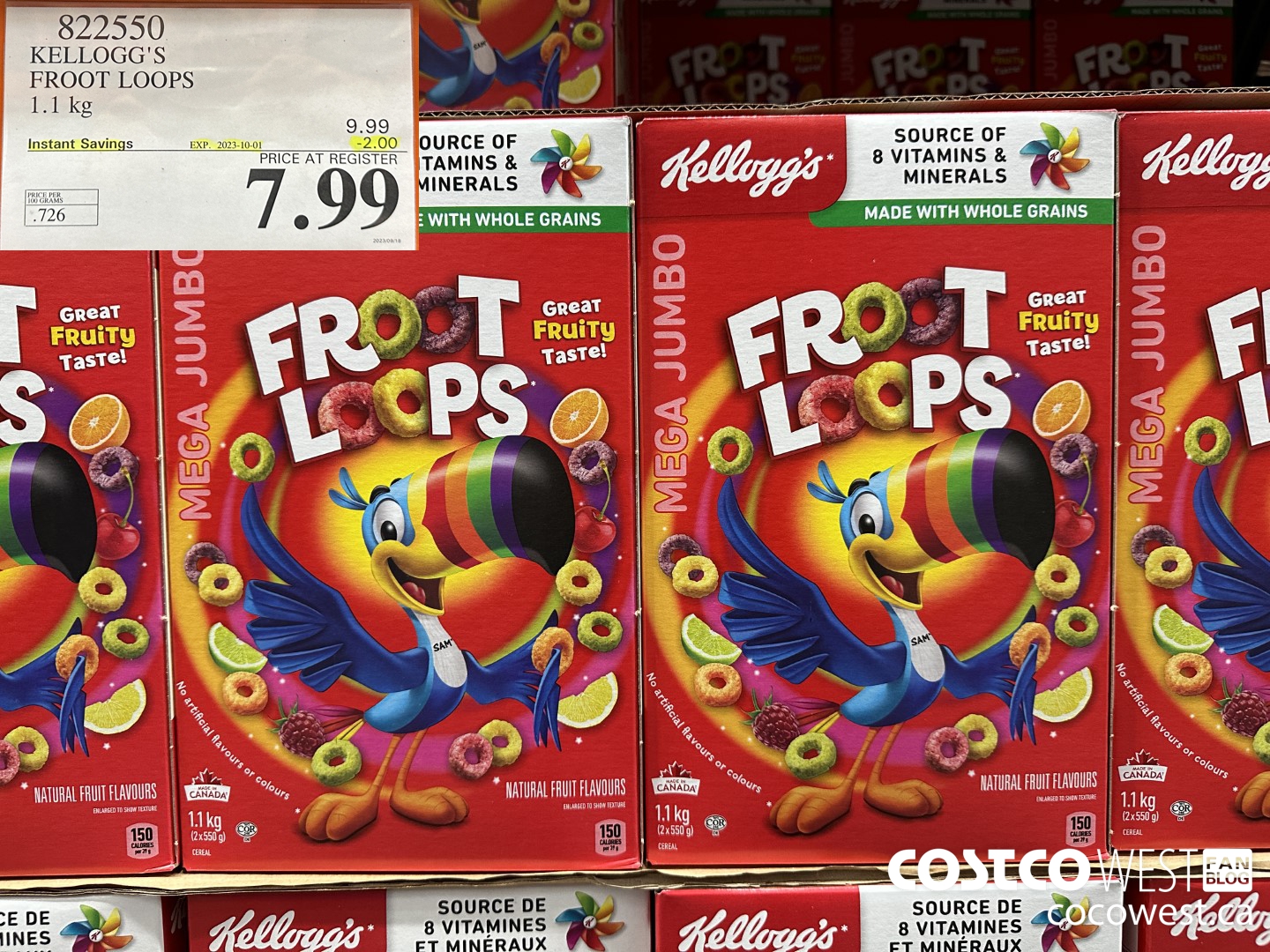 822550 KELLOGGS FROOT LOOPS 1.1 kg ($2.00 INSTANT SAVINGS EXPIRES ON 2023-10-01) $7.99