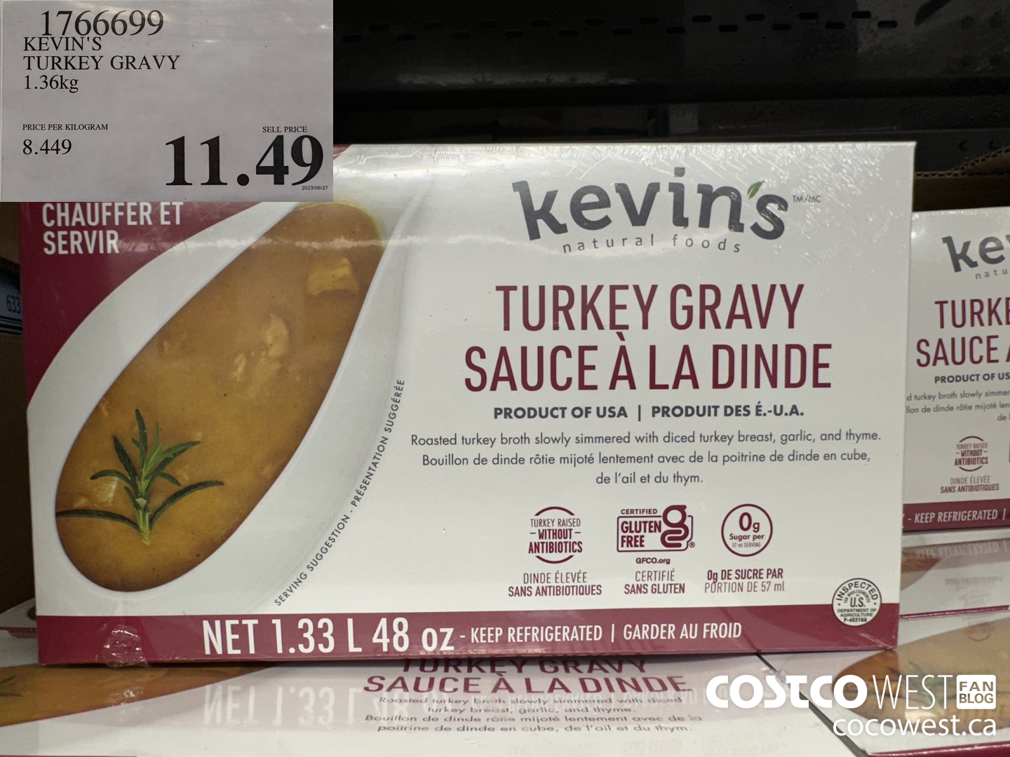 1766699 KEVIN'S TURKEY GRAVY 1.36KG $11.49