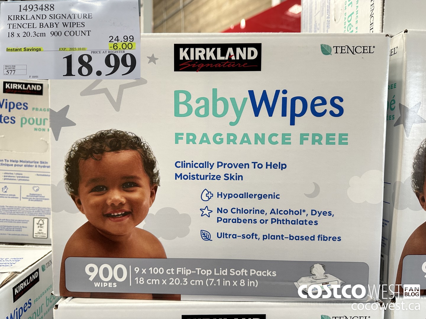 1493488 KIRKLAND SIGNATURE 18 X 20.3 CM 900 COUNT BABY WIPES ($6.00 INSTANT SAVINGS EXPIRES ON 2023-10-01) $18.99