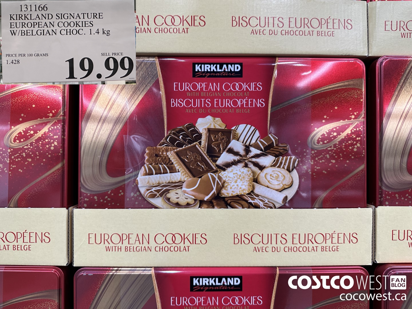 131166 KIRKLAND SIGNATURE EUROPEAN COOKIES W/ BELGIAN CHOC. 1.4 KG $19.99