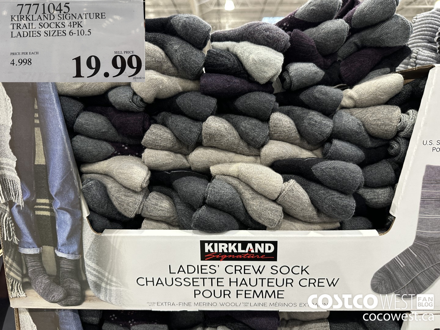 7771045 KIRKLAND SIGNATURE TRAIL SOCKS 4PK LADIES SIZES 6-10.5 $19.99