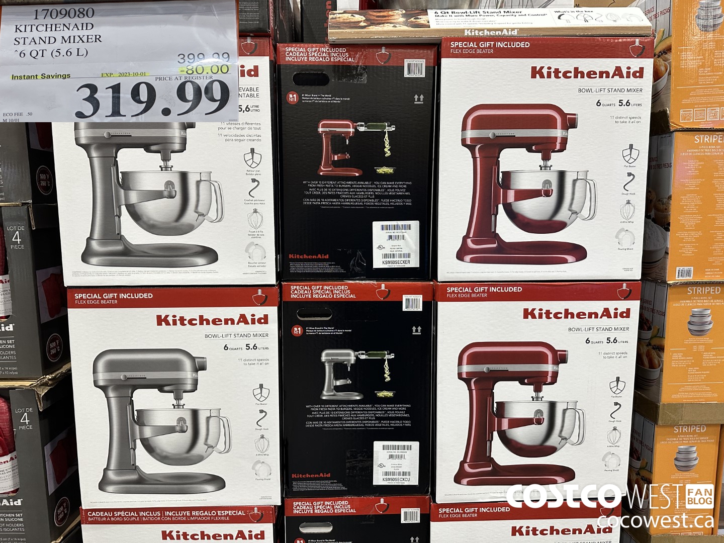1709080 KITCHENAID STAND MIXER ($80.00 INSTANT SAVINGS EXPIRES ON 2023-10-01) $319.99