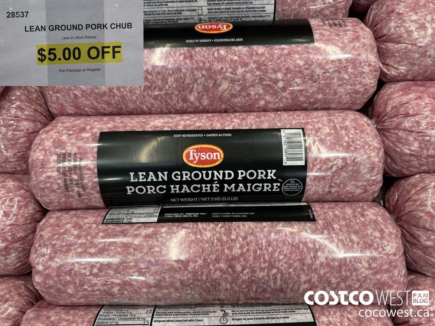 28537 LEAN GROUND PORK CHUB ($5.00 INSTANT SAVINGS)