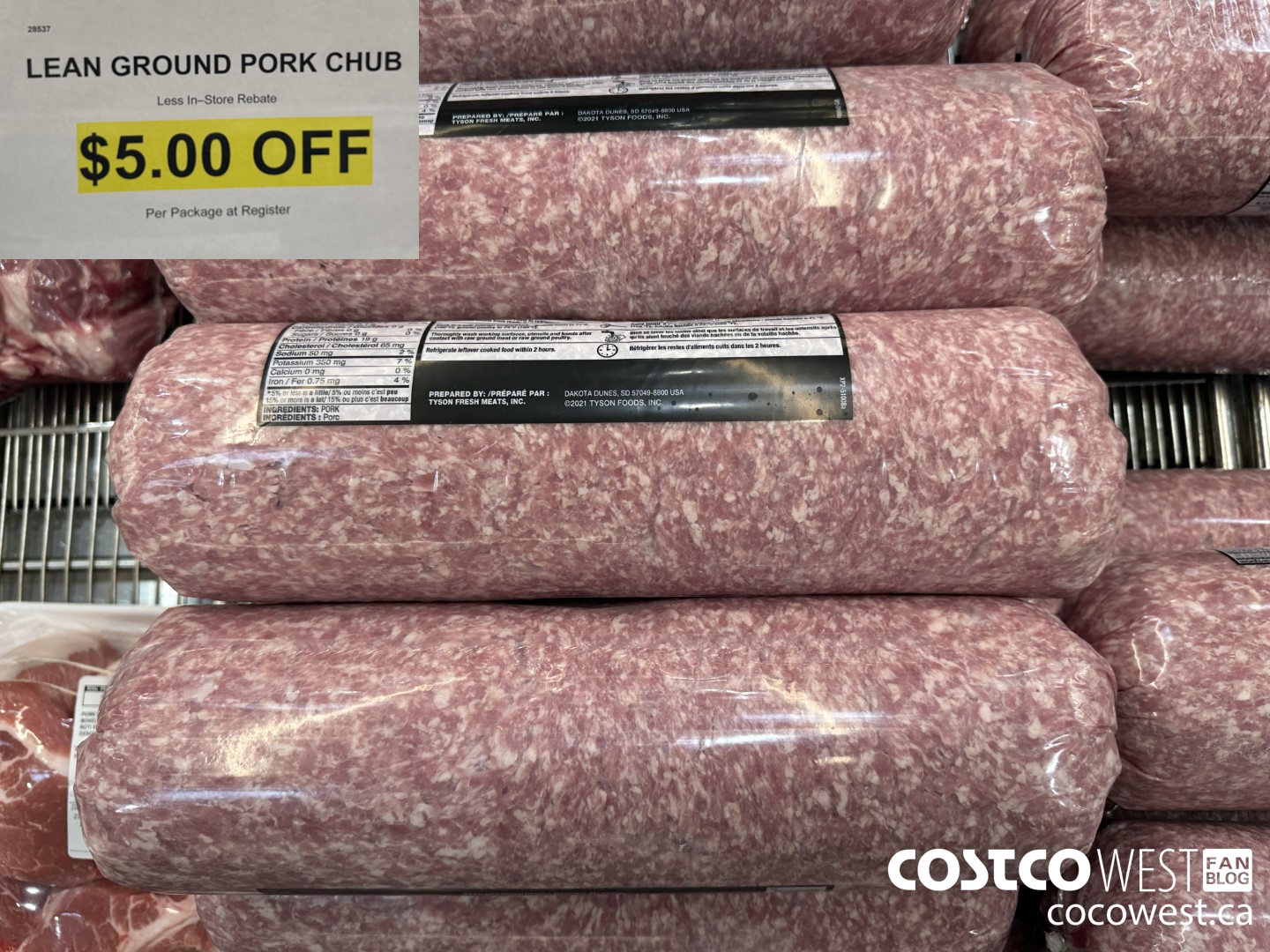 28537 LEAN GROUND PORK CHUB ($5.00 INSTANT SAVINGS)