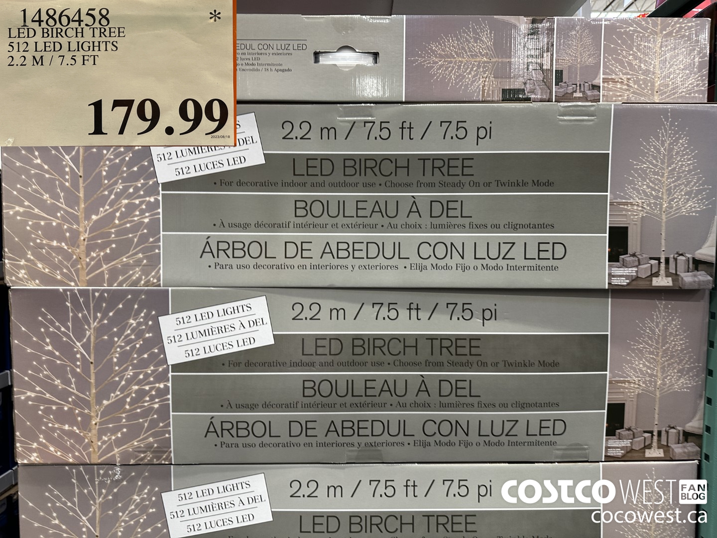 1486458 LED BIRCH TREE 512 LED LIGHTS 2.2 M / 7.5 FT $179.99