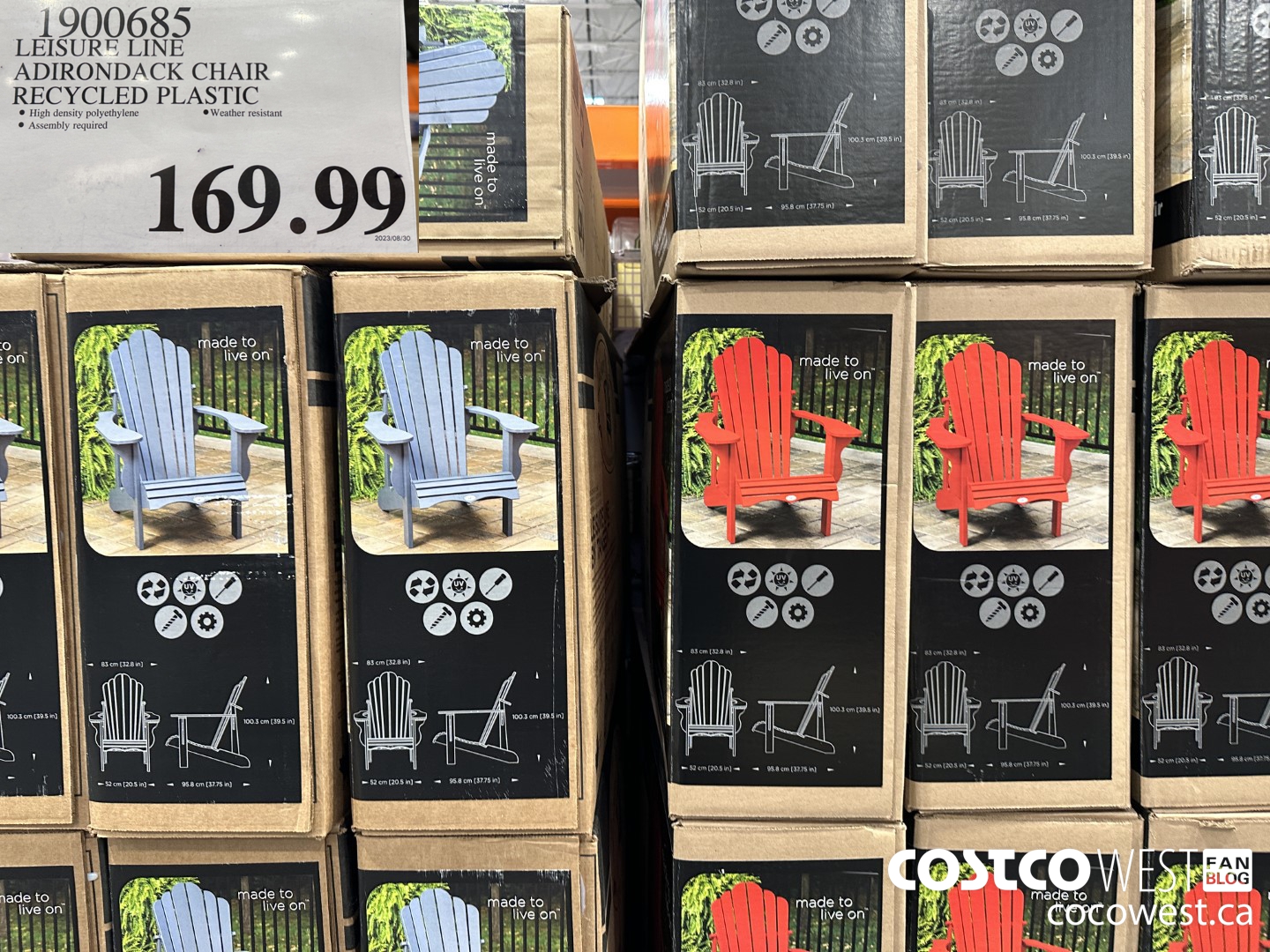 1900685 LEISURE LINE ADIRONDACK CHAIR RECYCLED PLASTIC $169.99