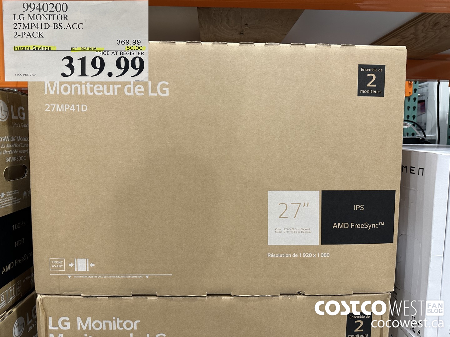 9940200 LG MONITOR 27MP41D-BS.ACC 2-PACK ($50.00 INSTANT SAVINGS EXPIRES ON 2023-10-08) $319.99