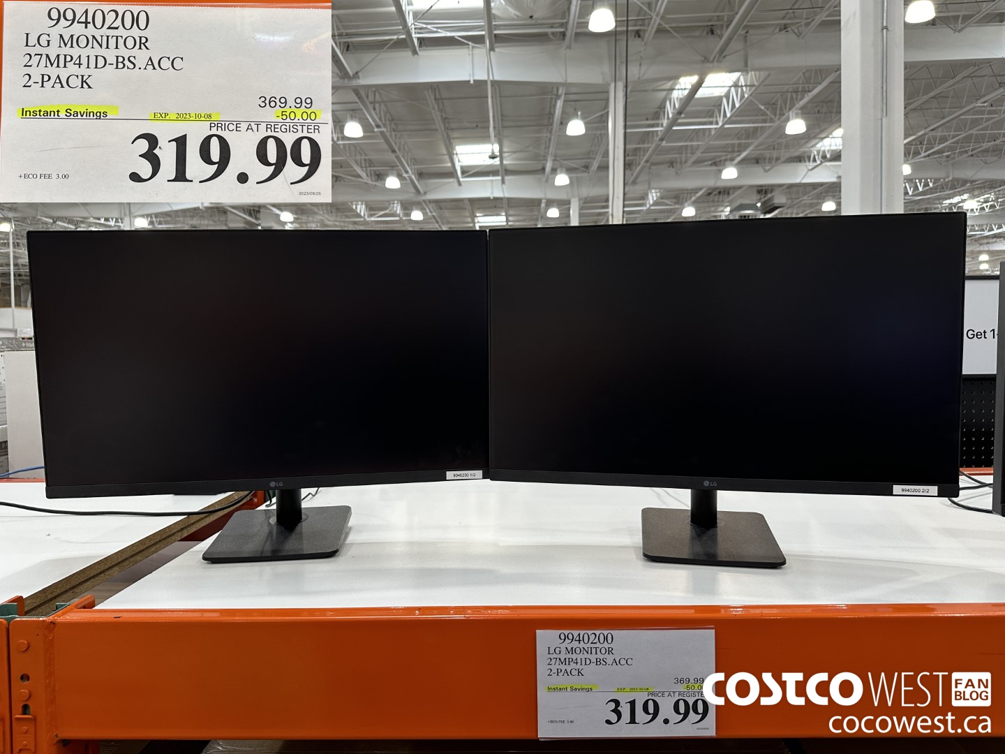 9940200 LG MONITOR 27MP41D-BS.ACC 2-PACK ($50.00 INSTANT SAVINGS EXPIRES ON 2023-10-08) $319.99