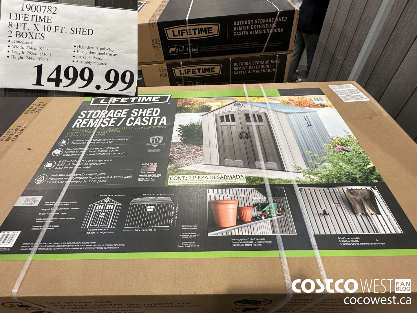 1900782 LIFETIME 8 FT. x 10 FT. SHED 2 BOXES $1499.99