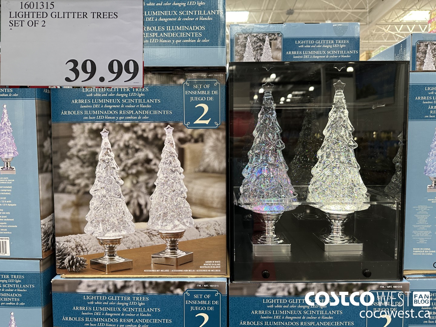 1601315 LIGHTED GLITTER TREES SET OF 2 $39.99