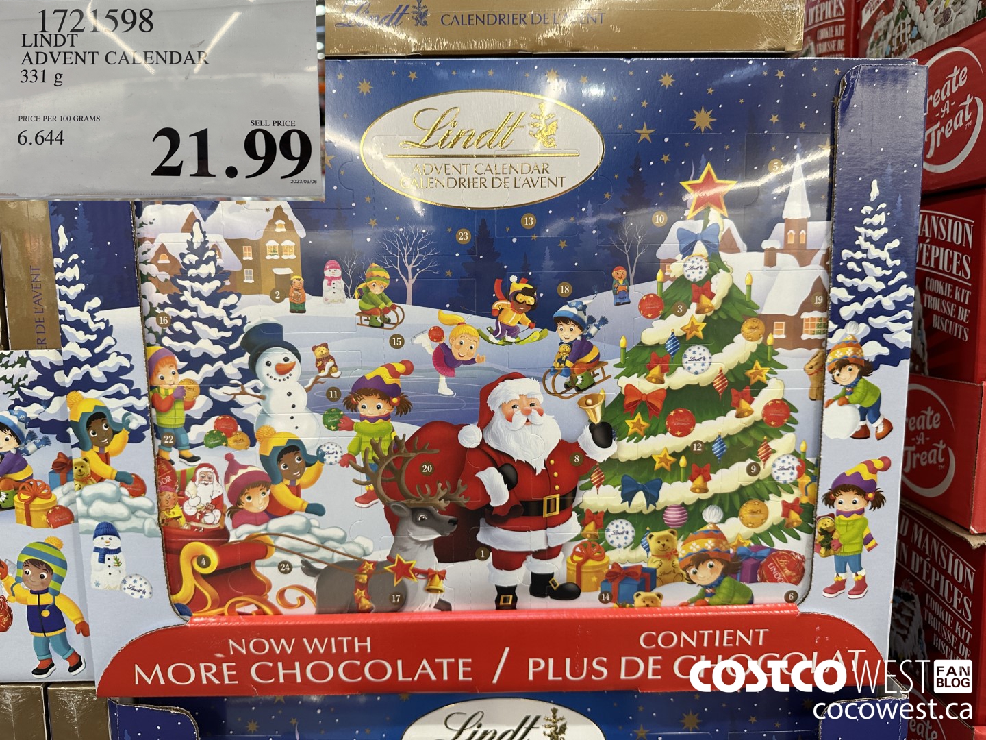 1721598 LINDT ADVENT CALENDAR 331G $21.99