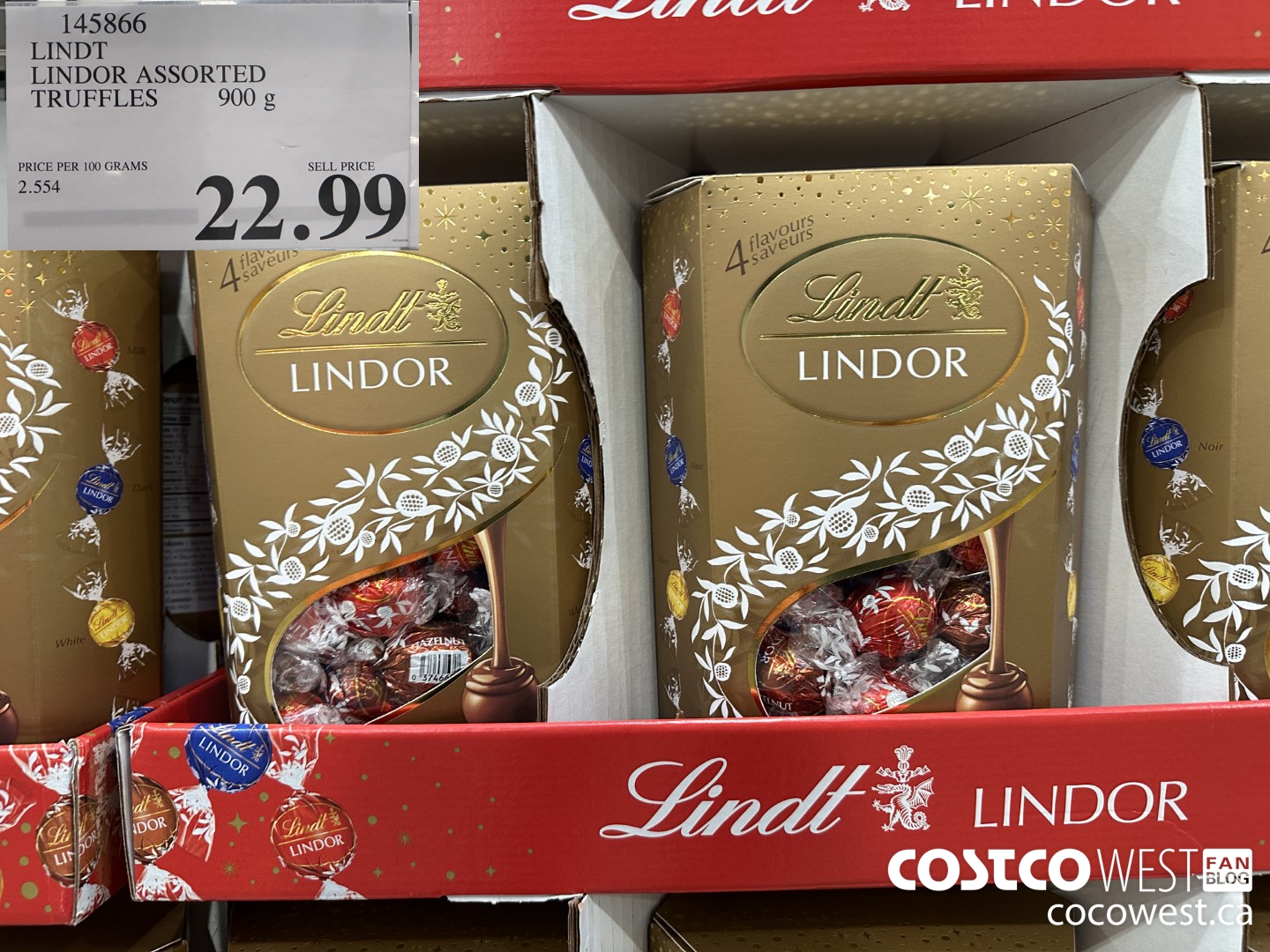 145866 LINDT LINDOR ASSORTED TRUFFLES 900g $22.99