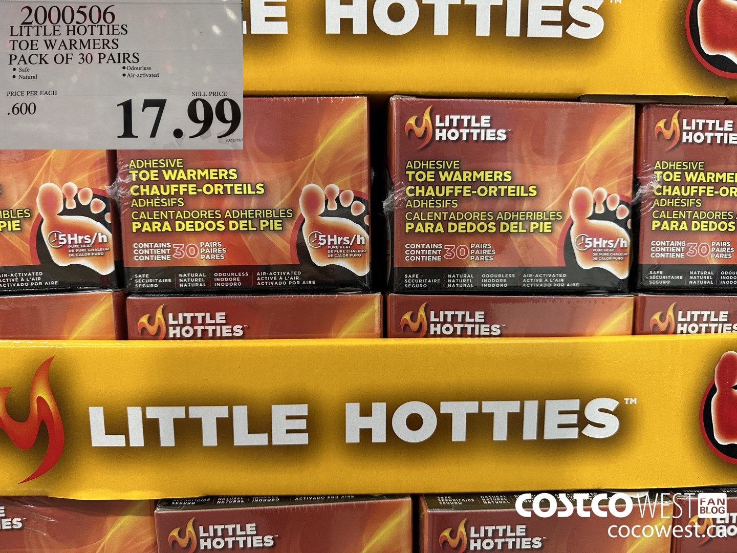 2000506 LITTLE HOTTIES TOE WARMERS PACK OF 30 PAIRS $17.99