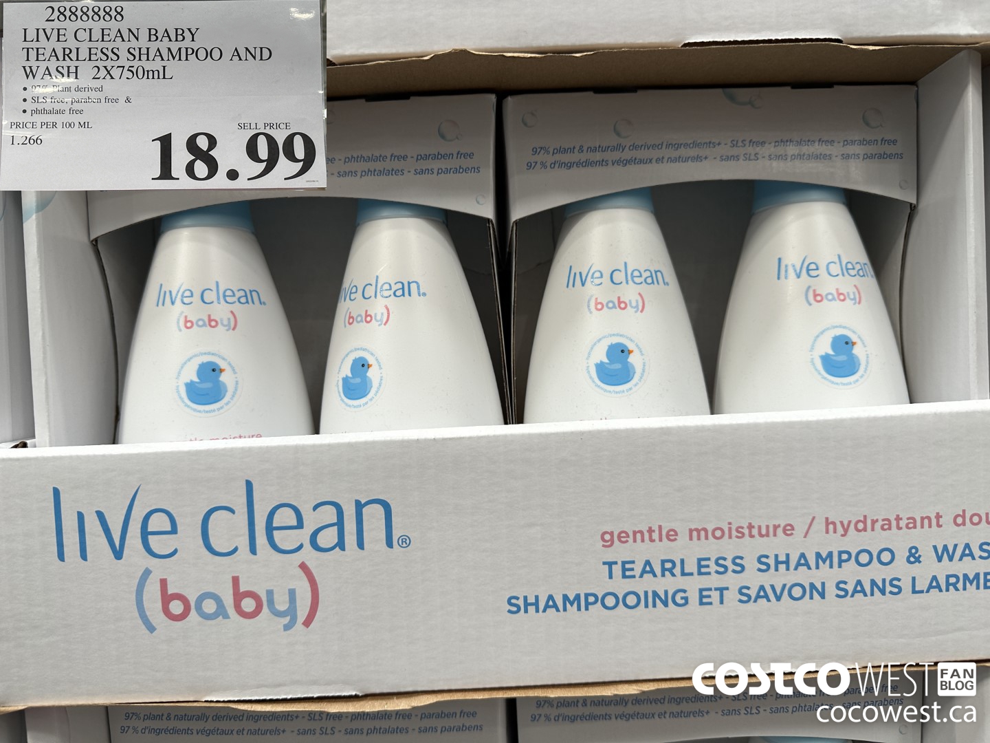 2888888 LIVE CLEAN BABY TEARLESS SHAMPOO AND WASH 2 X 750 ML $18.99