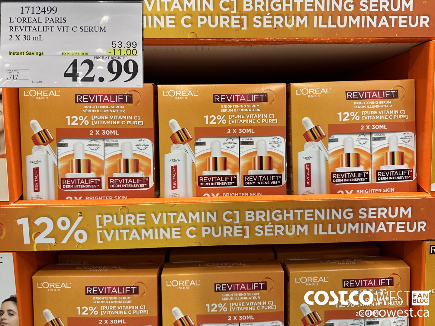 1712499 L'OREAL PARIS REVITALIFT VIT C SERUM 2 X 30 ML ($11.00 INSTANT SAVINGS EXPIRES ON 2023-10-01) $42.99