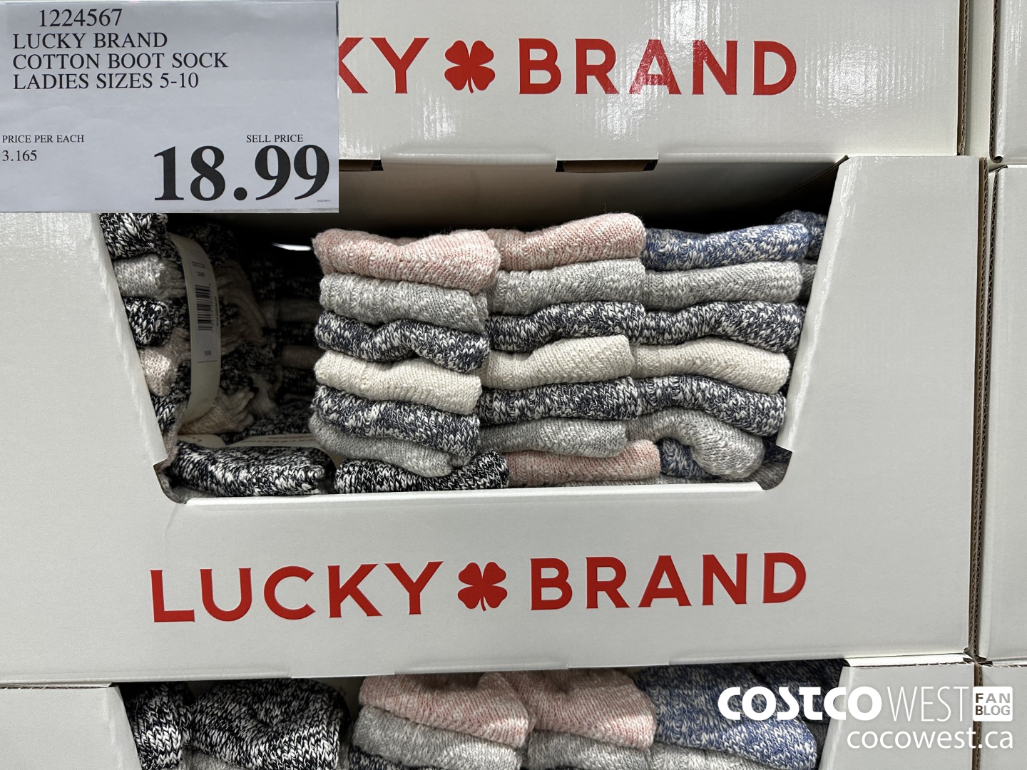 1224567 LUCKY BRAND COTTON BOOT SOCK LADIES SIZES 5-10 $18.99