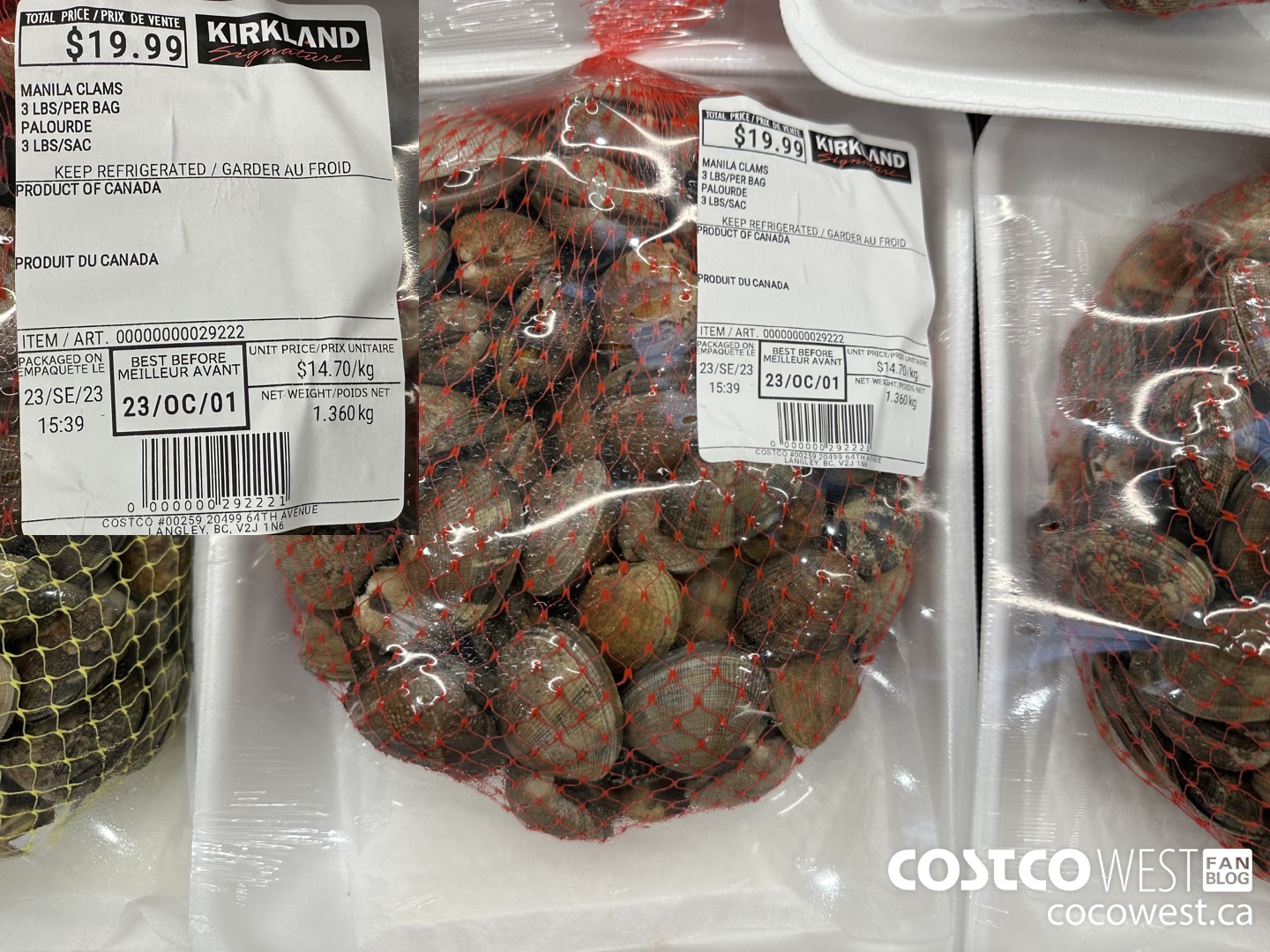 29222 MANILA CLAMS 3 POUNDS/PER BAG $14.70