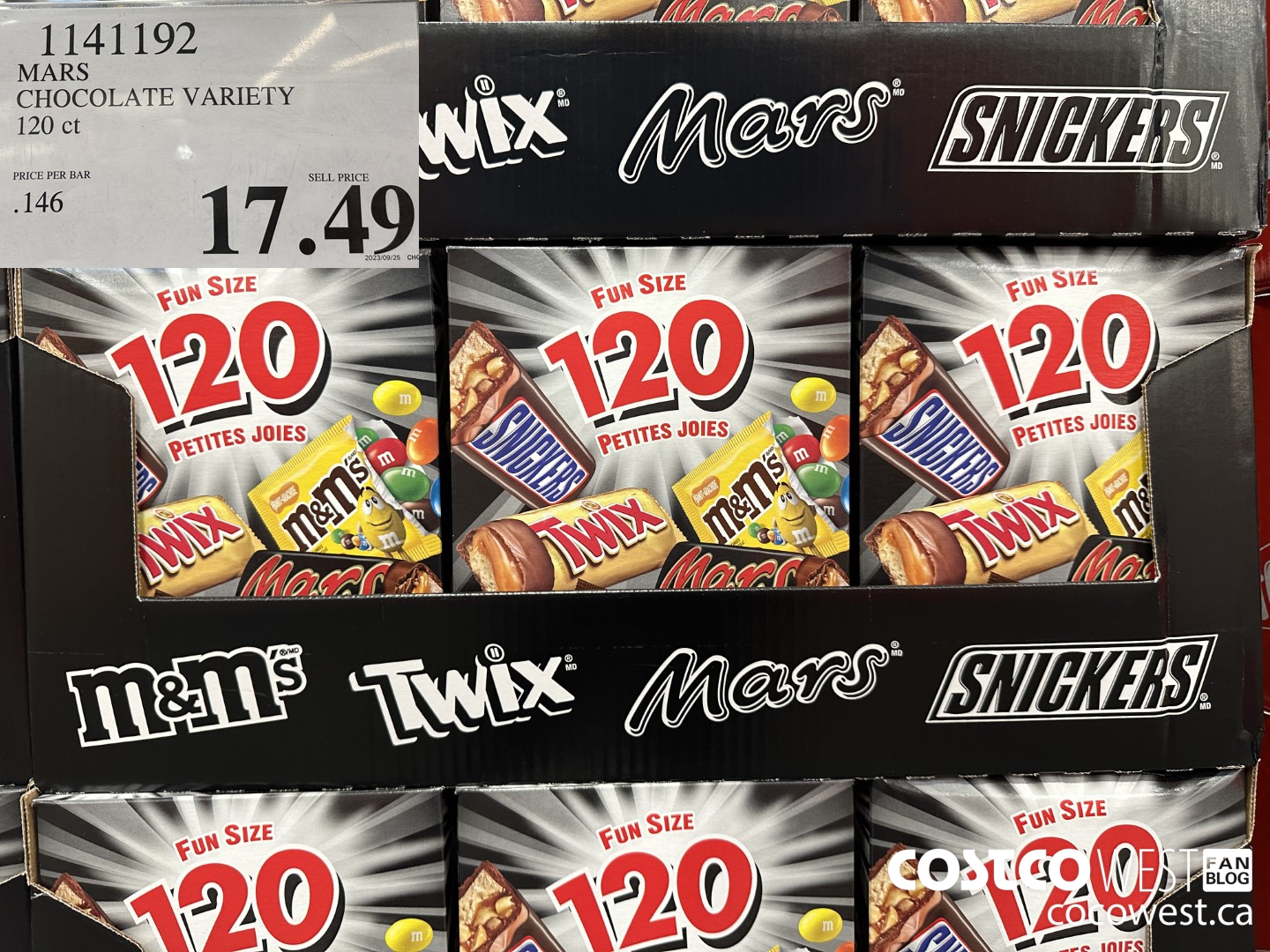 1141192 MARS CHOCOLATE VARIETY 120 CT $17.49