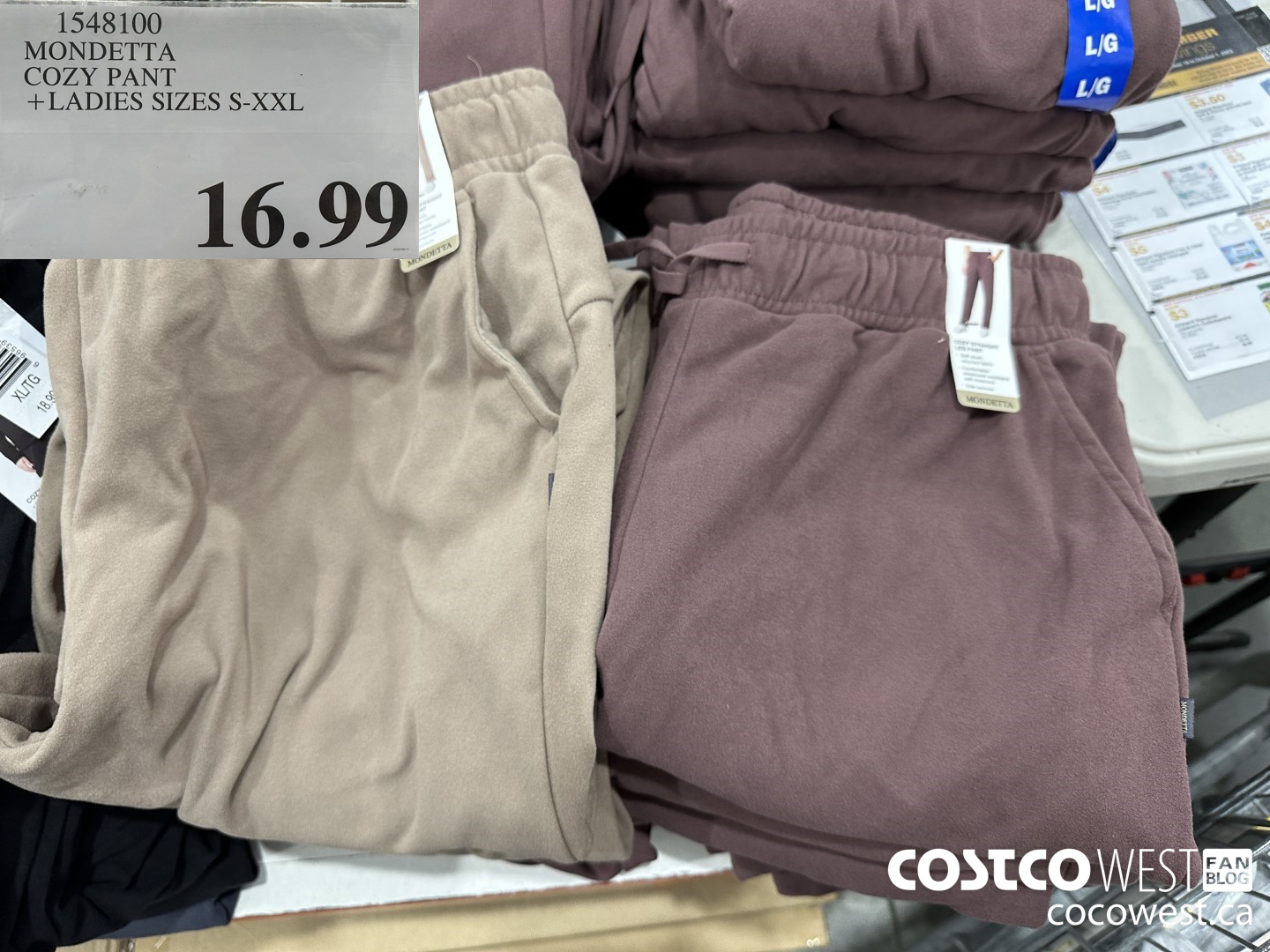 1548102 MONDETTA COZY PANT LADIES SIZES L XXL 4 00 INSTANT SAVINGS EXPIRES  ON 2021 11 28 12 99 - Costco East Fan Blog