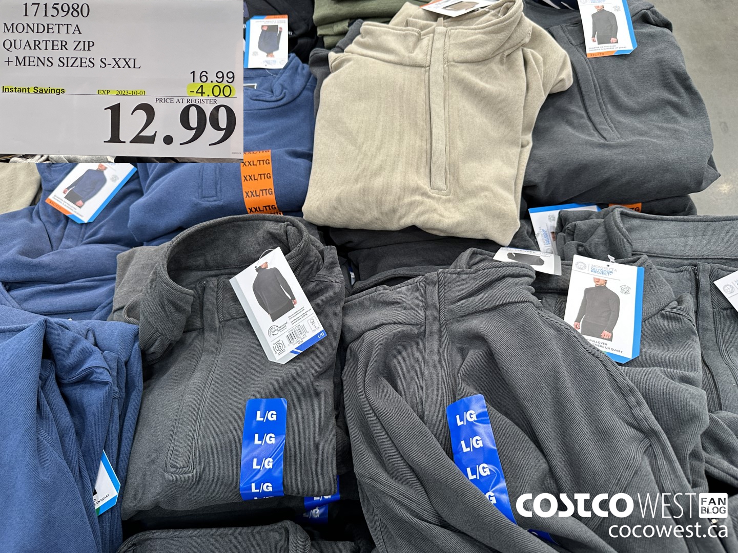 1715980 MONDETTA QUARTER ZIP MENS SIZES S-XXL ($4.00 INSTANT SAVINGS EXPIRES ON 2023-10-01) $12.99