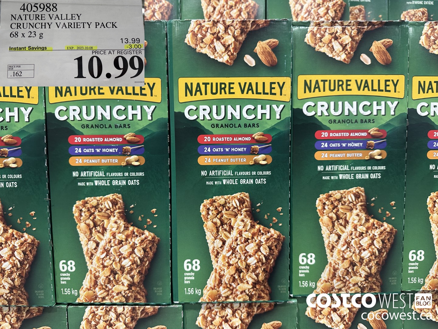 405988 NATURE VALLEY CRUNCHY VARIETY PACK OF 68 X 23 G ($3.00 INSTANT SAVINGS EXPIRES ON 2023-10-08) $10.99