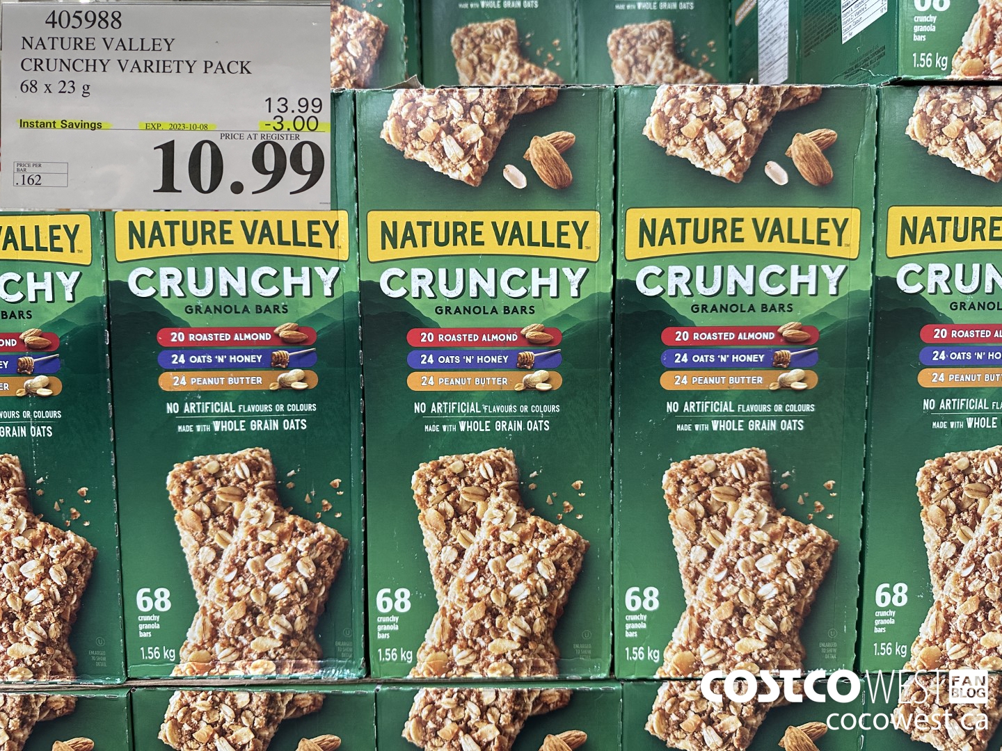405988 NATURE VALLEY CRUNCHY VARIETY PACK OF 68 X 23 G ($3.00 INSTANT SAVINGS EXPIRES ON 2023-10-08) $10.99