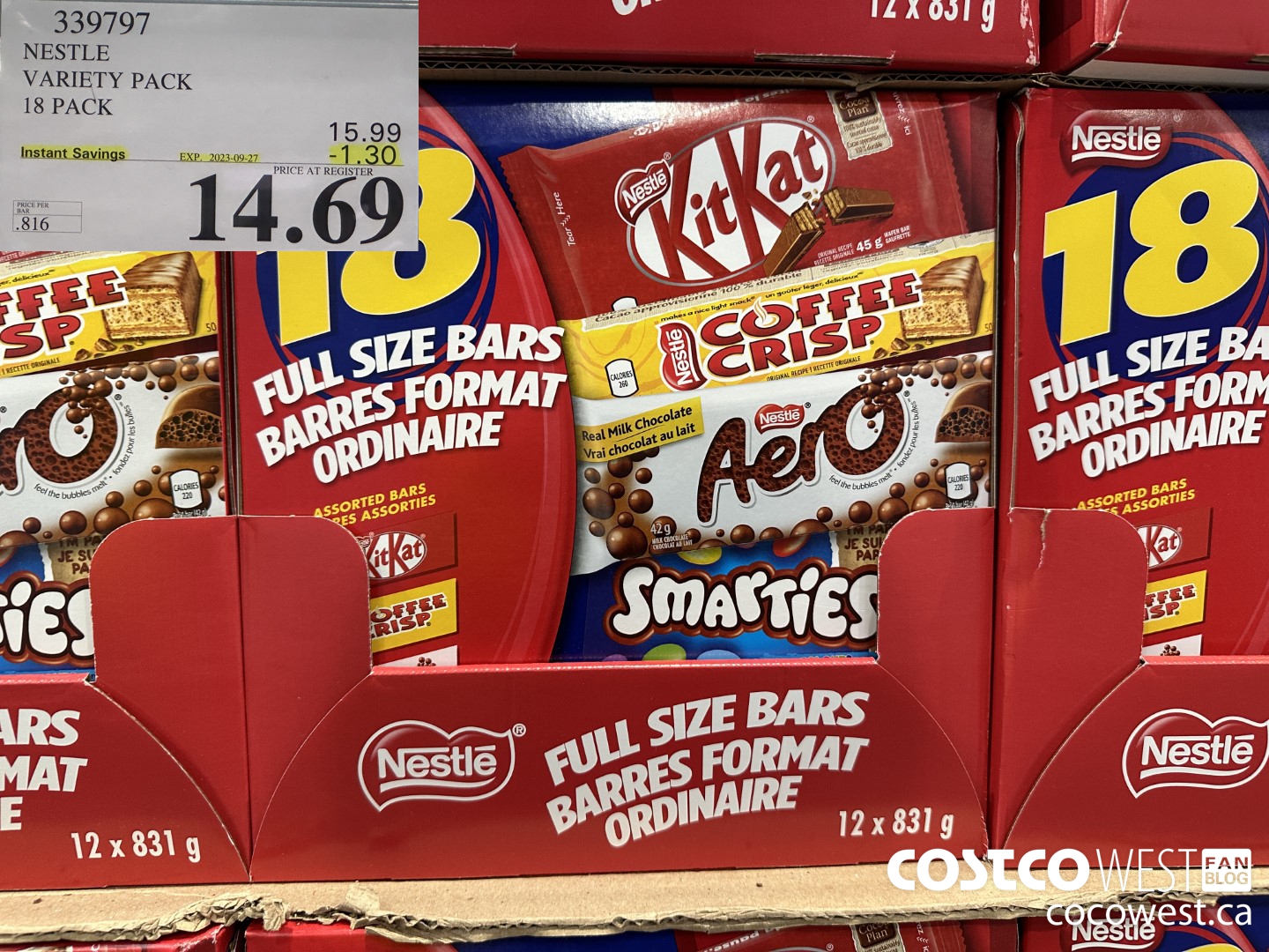 339797 NESTLE VARIETY PACK 18 PACK ($1.30 INSTANT SAVINGS EXPIRES ON 2023-09-27) $14.69