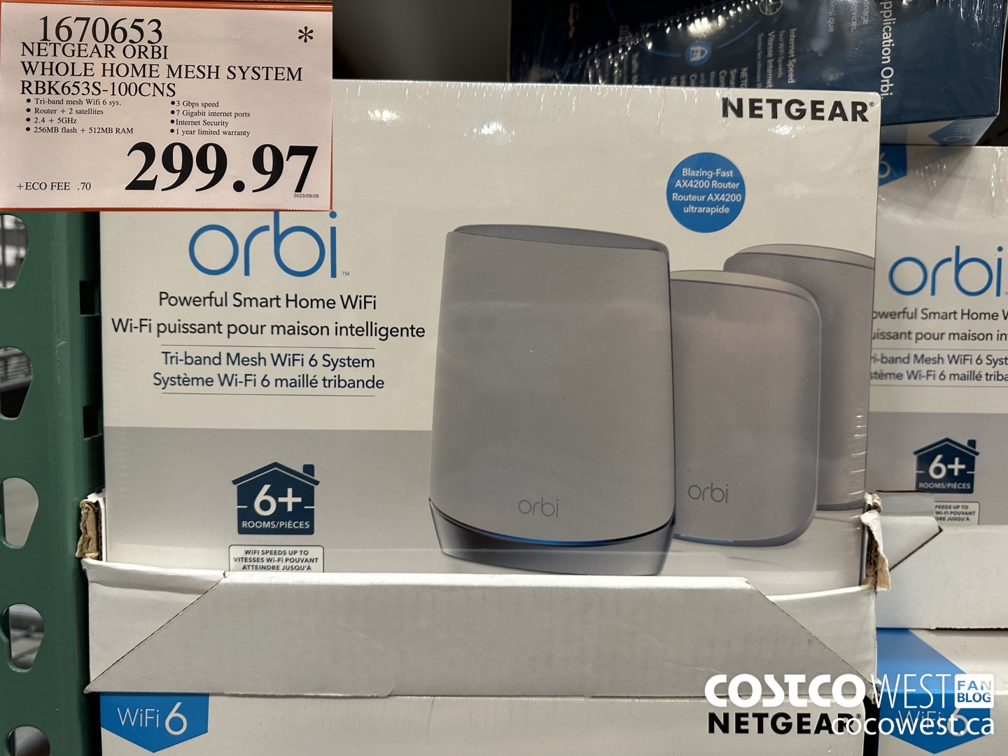 1670653 NETGEAR ORBI WHOLE HOME MESH SYSTEM RBK653S-100CNS $299.97