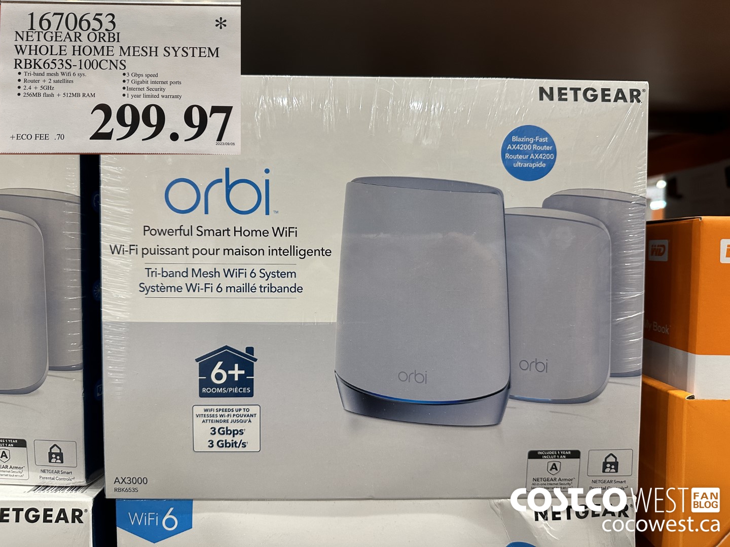 1670653 NETGEAR ORBI WHOLE HOME MESH SYSTEM RBK653S-100CNS $299.97